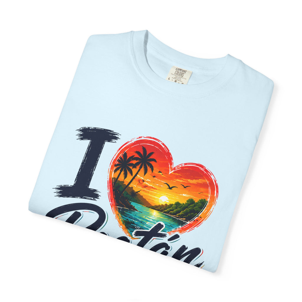 I Love Roatán East End T-Shirt — Tropical Heart Sunset Souvenir
