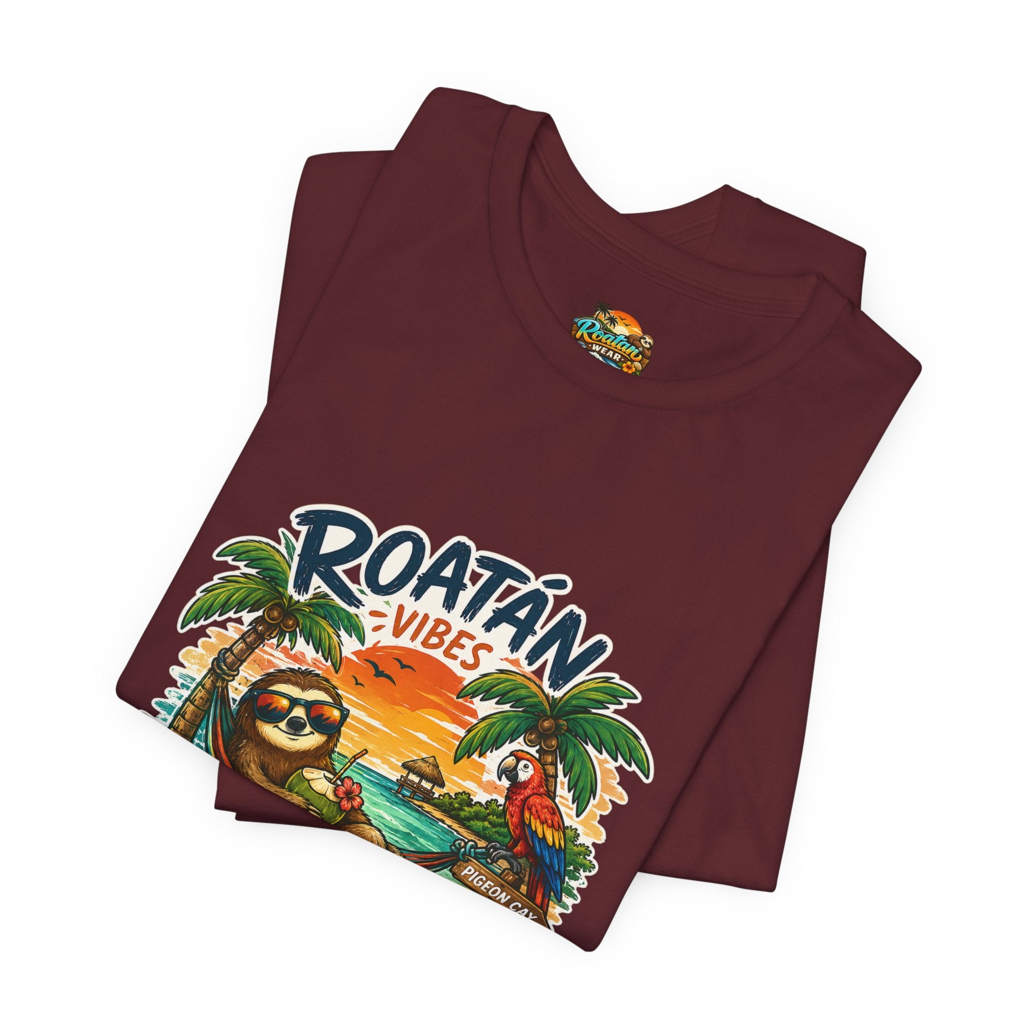 Roatán Vibes Honduras T-Shirt — Tropical Sloth Beach Vacation Tee
