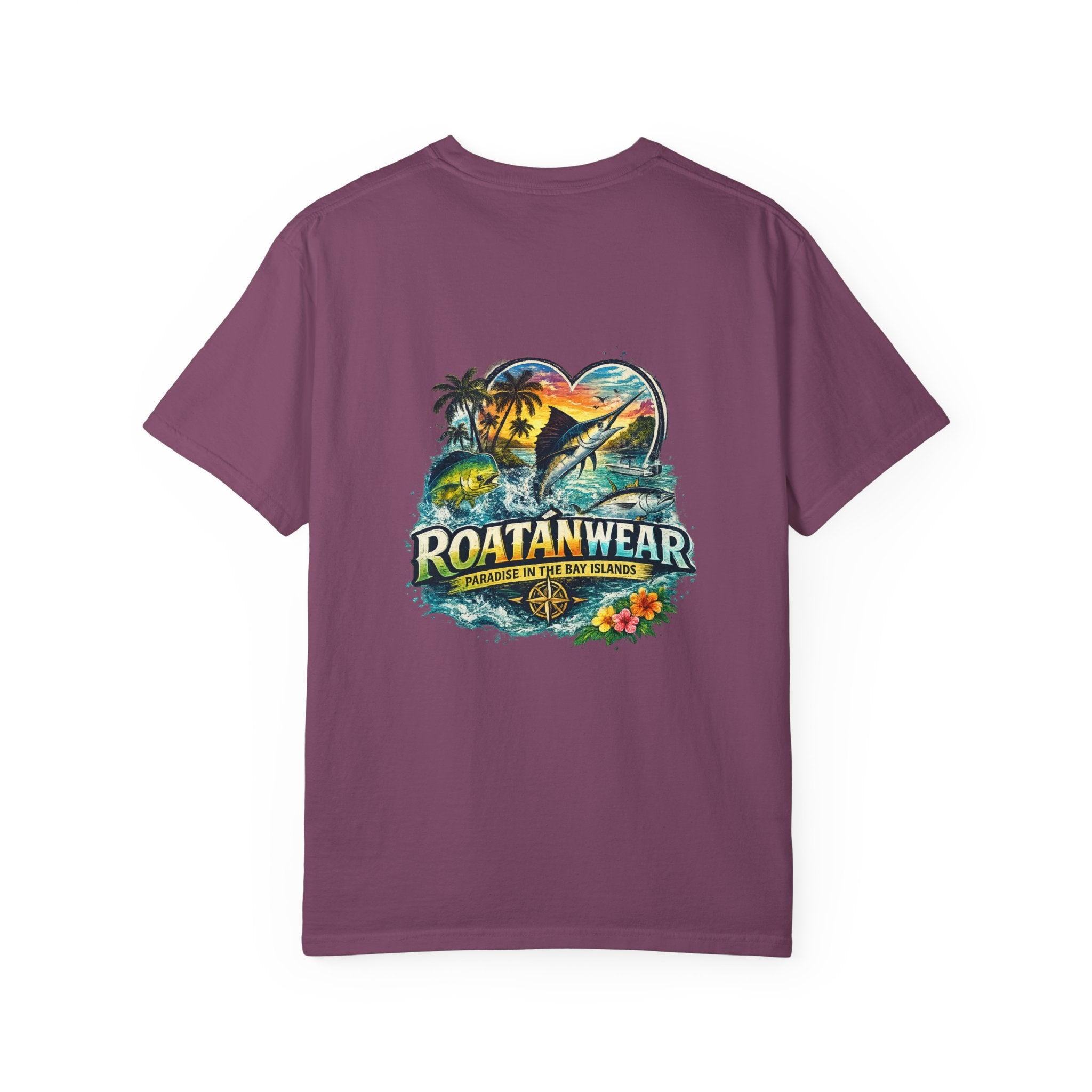 Roatan Beach T-Shirt — Tropical Dolphin Sunset Tee