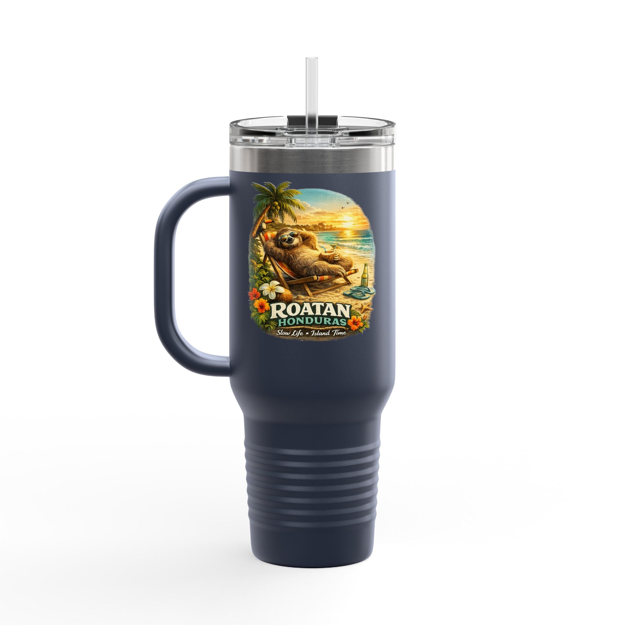 Roatan Honduras Tropical Sloth 40oz Insulated Travel Mug