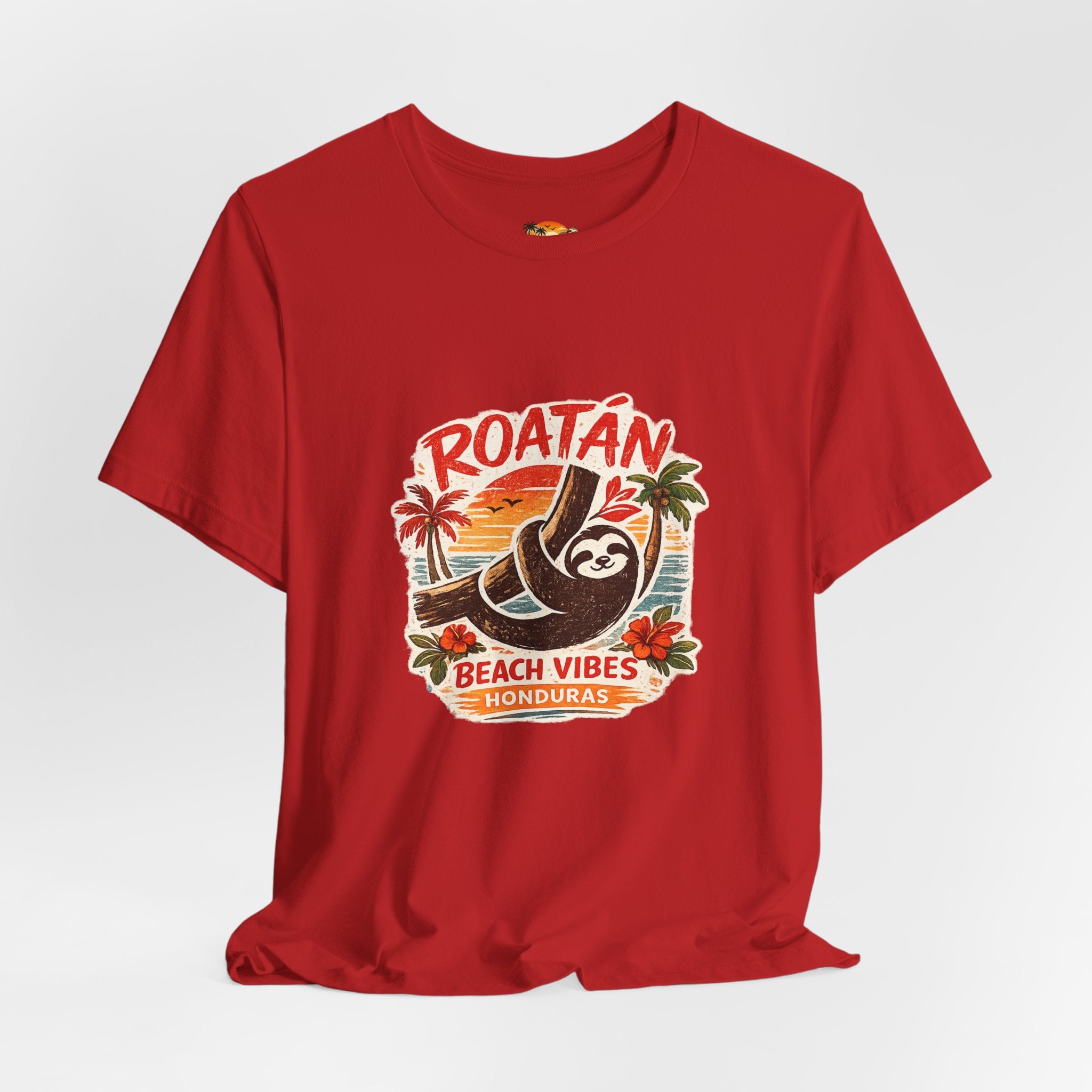 Roatán Beach Vibes Tee — Honduras Sloth Tropical Vacation T-Shirt