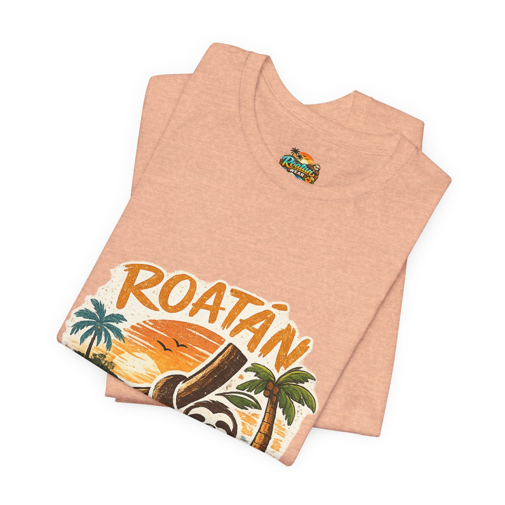Roatán Island Escape T‑Shirt — Tropical Sloth Vacation Tee