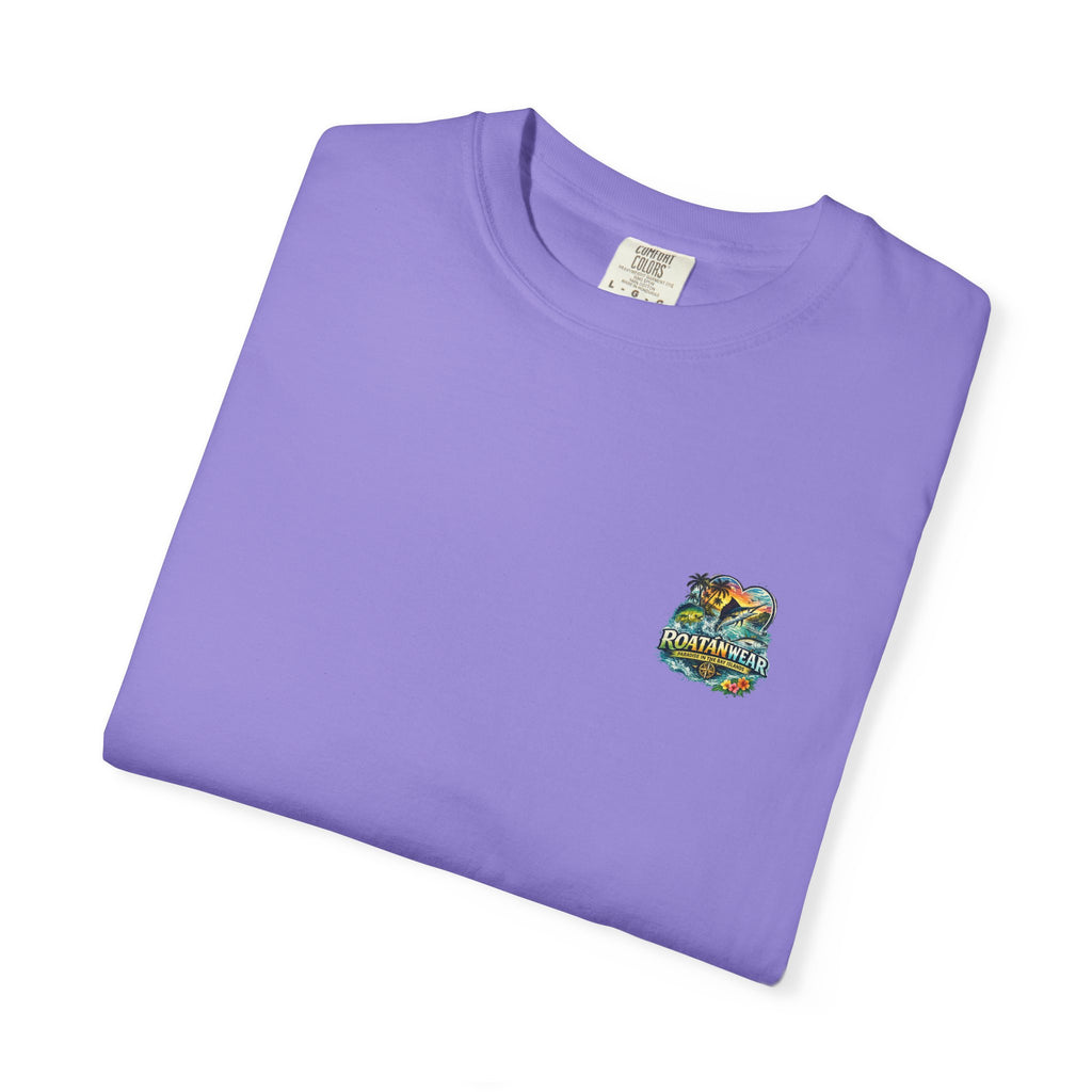 Roatan Beach T-Shirt — Tropical Dolphin Sunset Tee