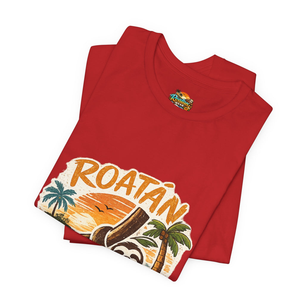 Roatán Island Escape T‑Shirt — Tropical Sloth Vacation Tee