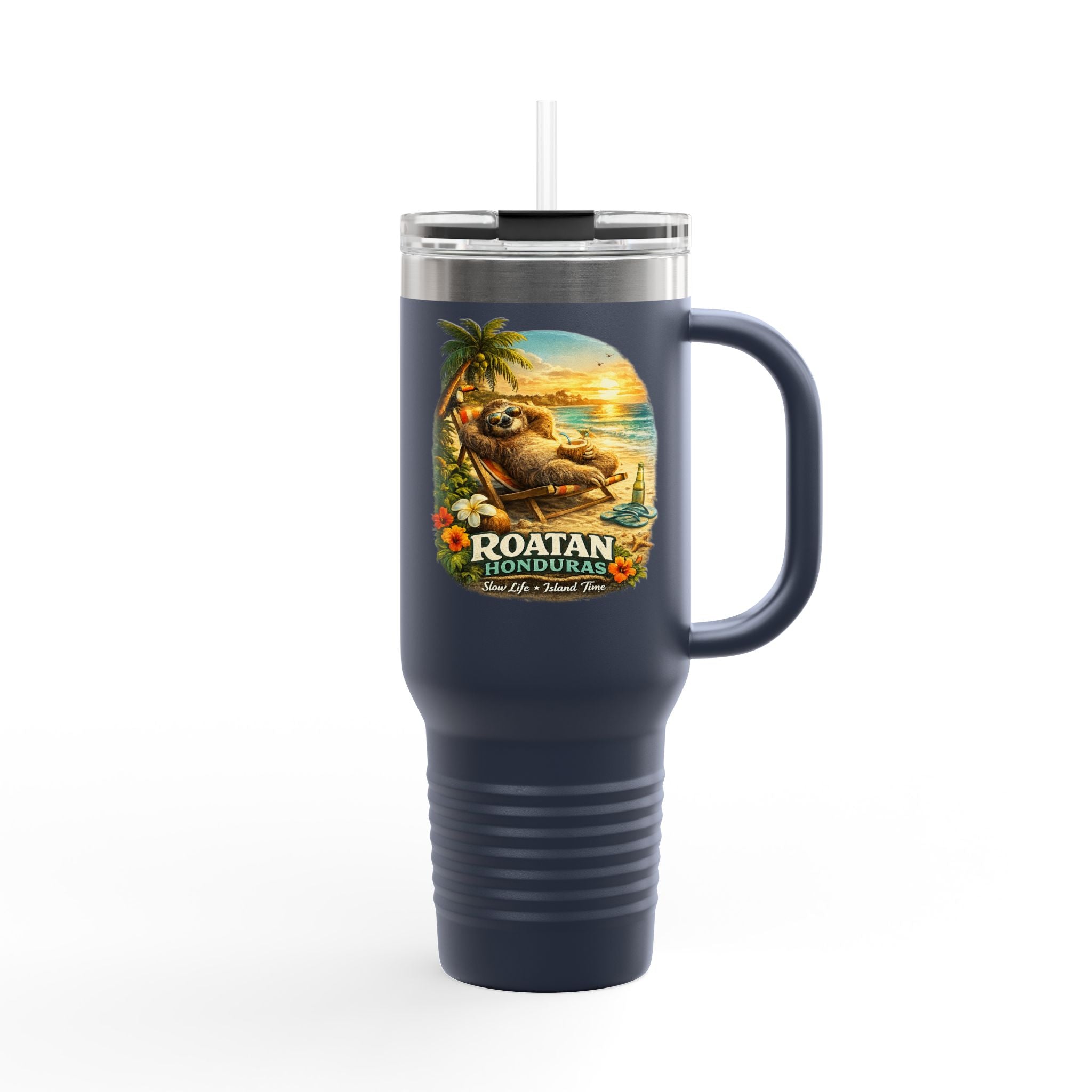 Roatan Honduras Tropical Sloth 40oz Insulated Travel Mug