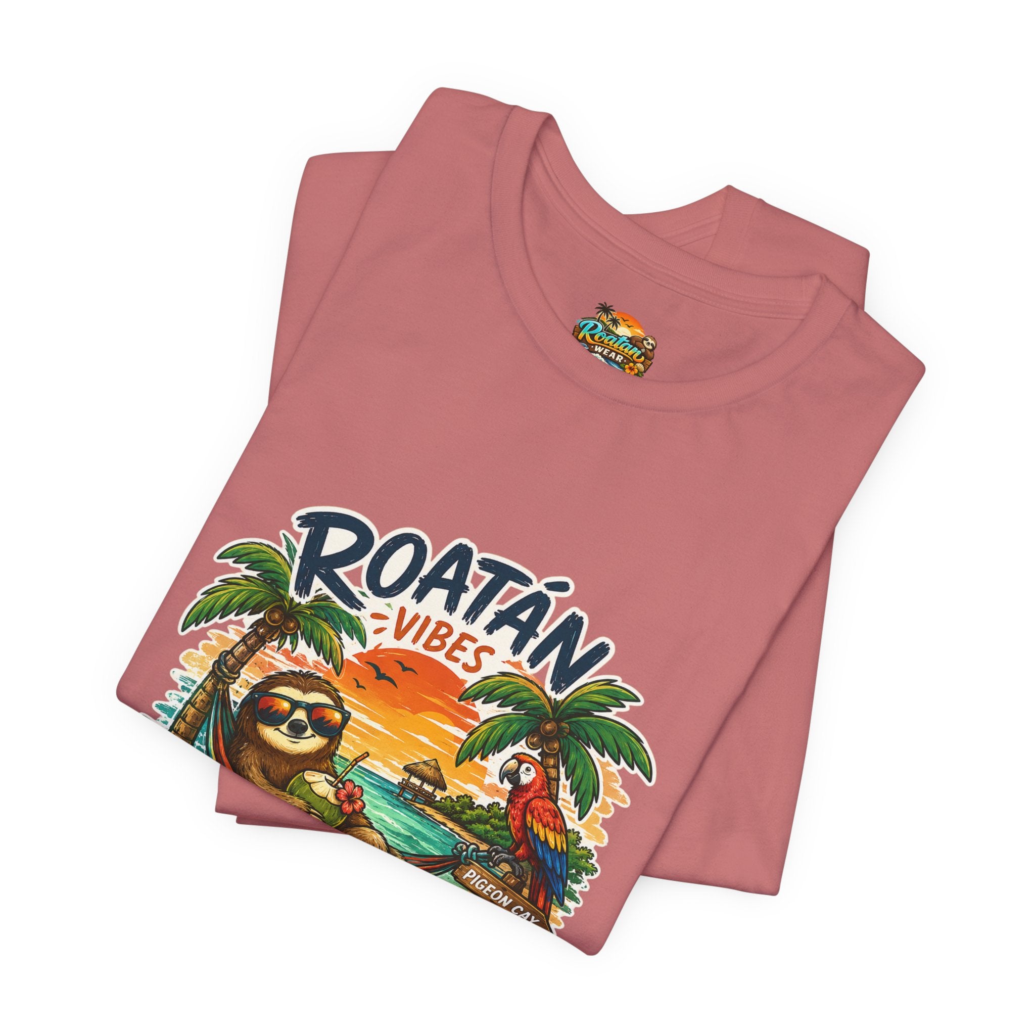 Roatán Vibes Honduras T-Shirt — Tropical Sloth Beach Vacation Tee