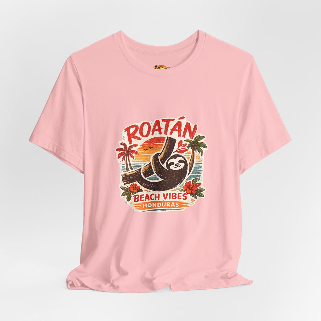 Roatán Beach Vibes Tee — Honduras Sloth Tropical Vacation T-Shirt