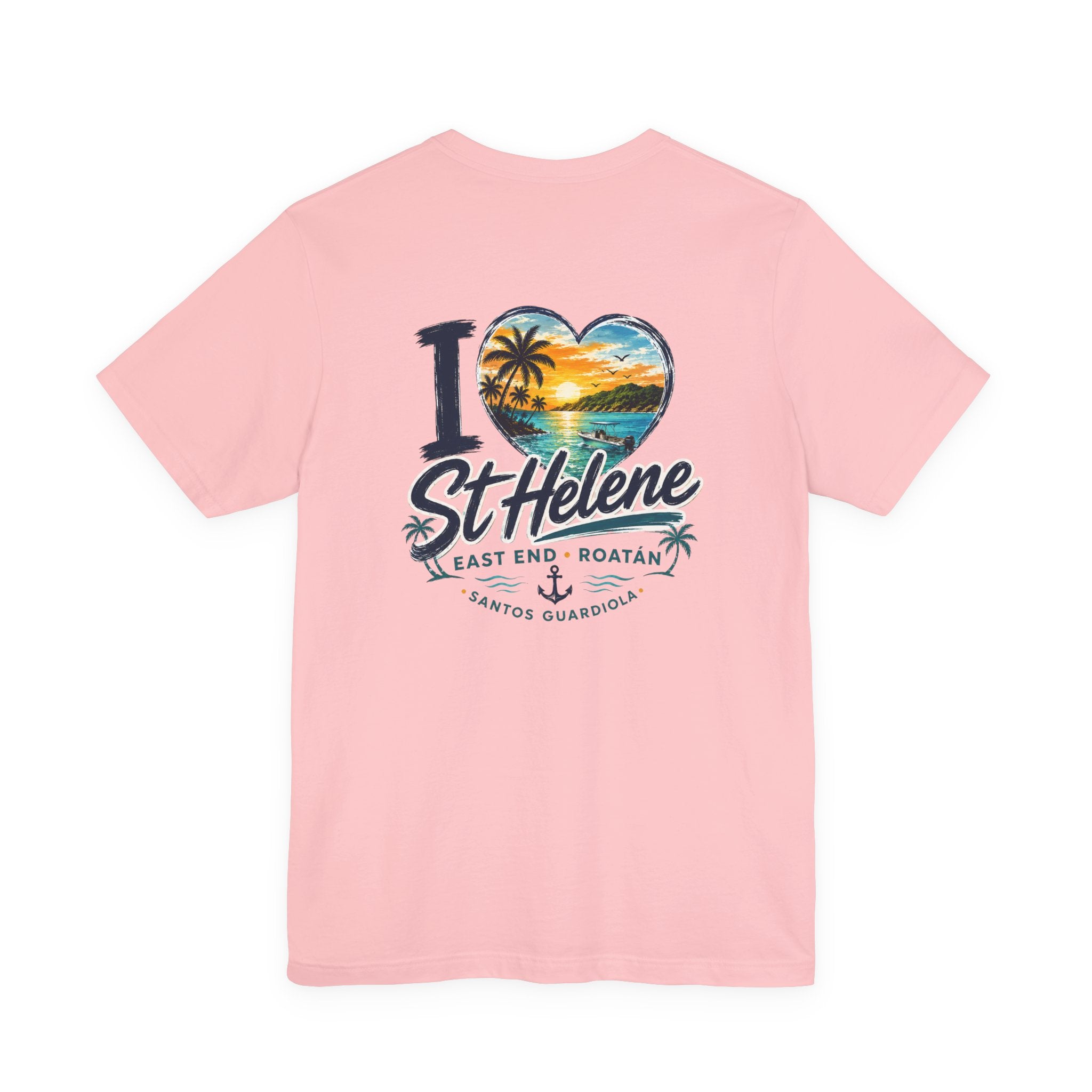 St. Helene Tropical Heart T-Shirt — "I  St Helene" Beach Sunset Tee