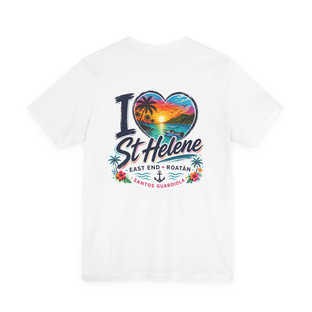 I  St Helene Sunset Beach T-Shirt — East End Roatán Vacation Tee