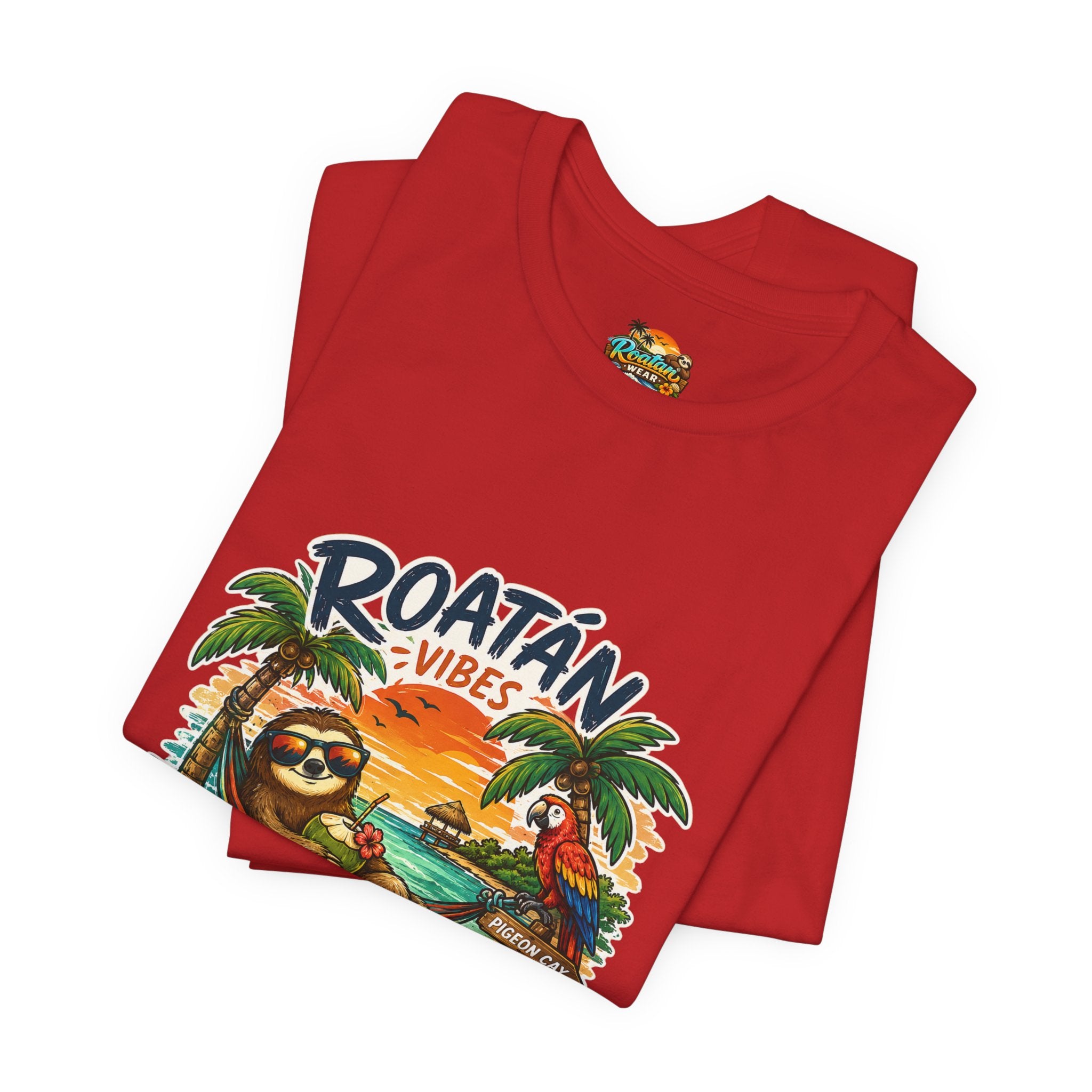 Roatán Vibes Honduras T-Shirt — Tropical Sloth Beach Vacation Tee