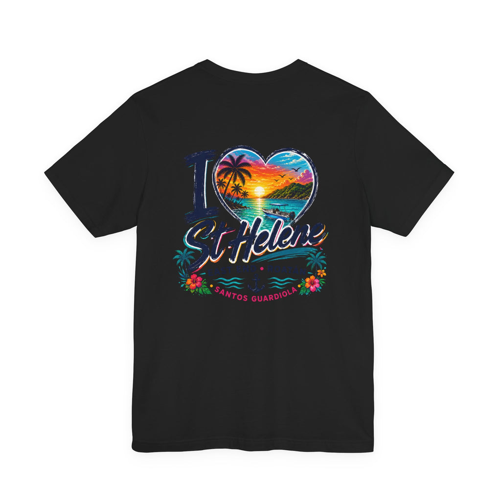 I  St Helene Sunset Beach T-Shirt — East End Roatán Vacation Tee