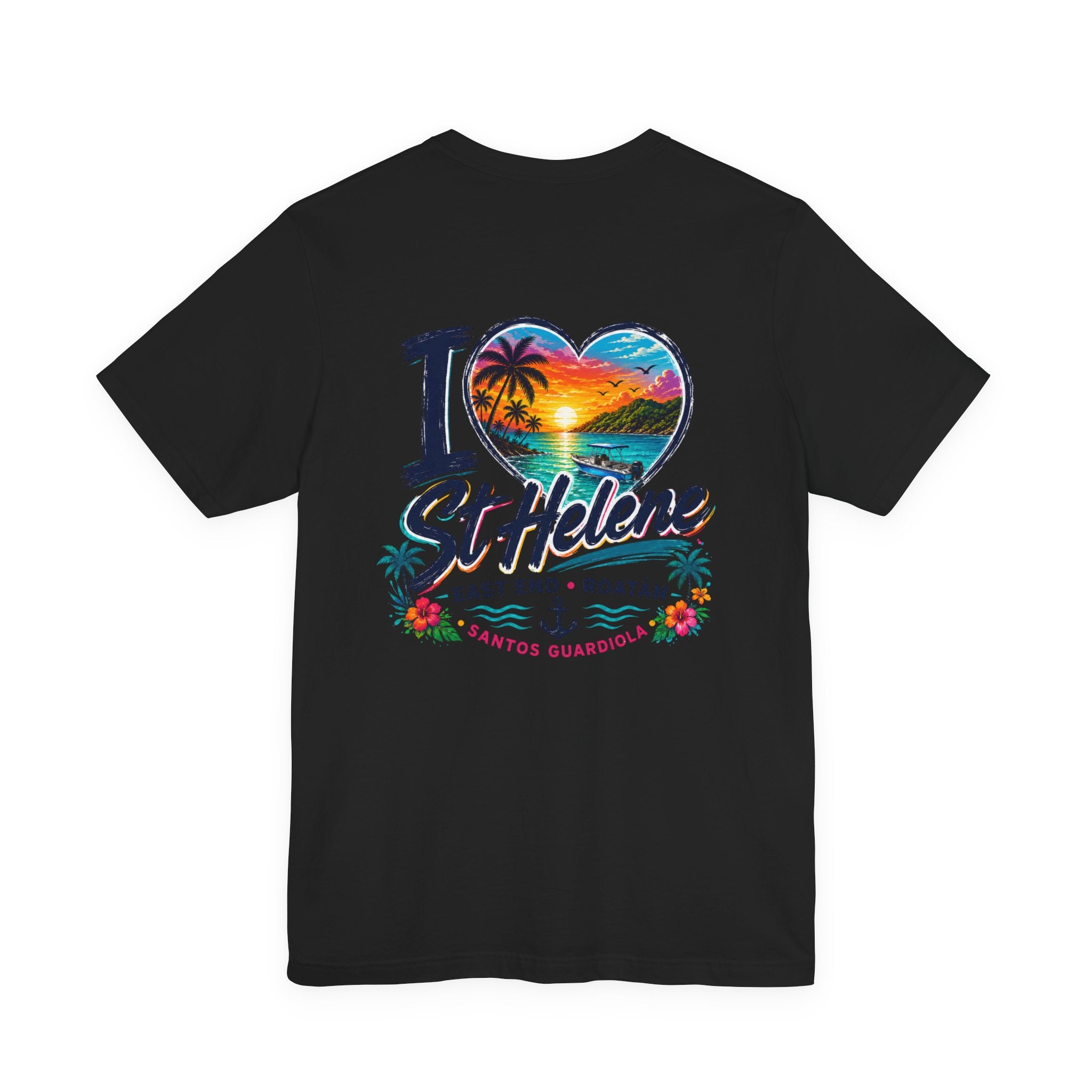 I  St Helene Sunset Beach T-Shirt — East End Roatán Vacation Tee