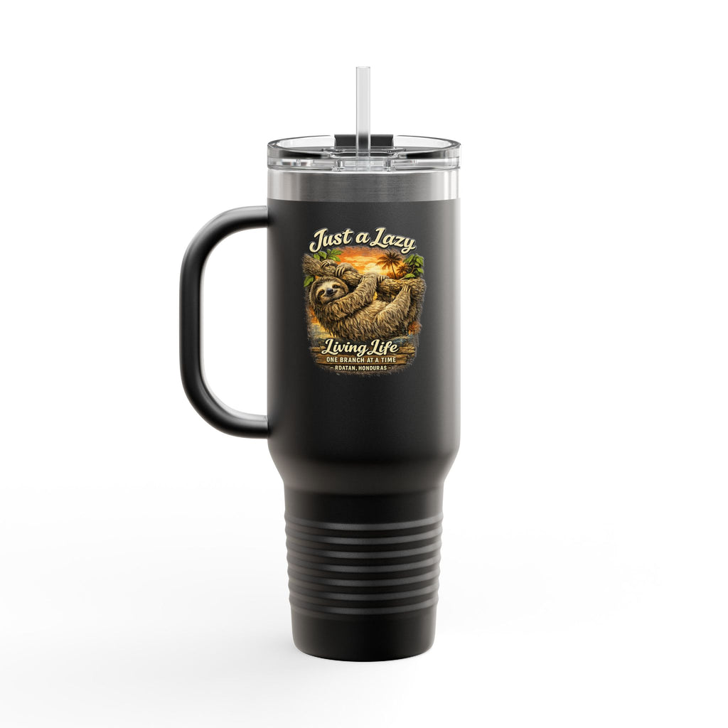 40oz Insulated Travel Mug — 'Just a Sloth Living Life' Cute Sloth Coffee Tumbler