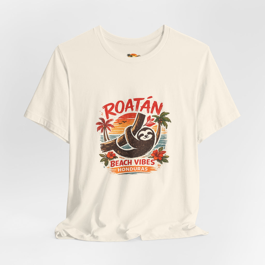 Roatán Beach Vibes Tee — Honduras Sloth Tropical Vacation T-Shirt