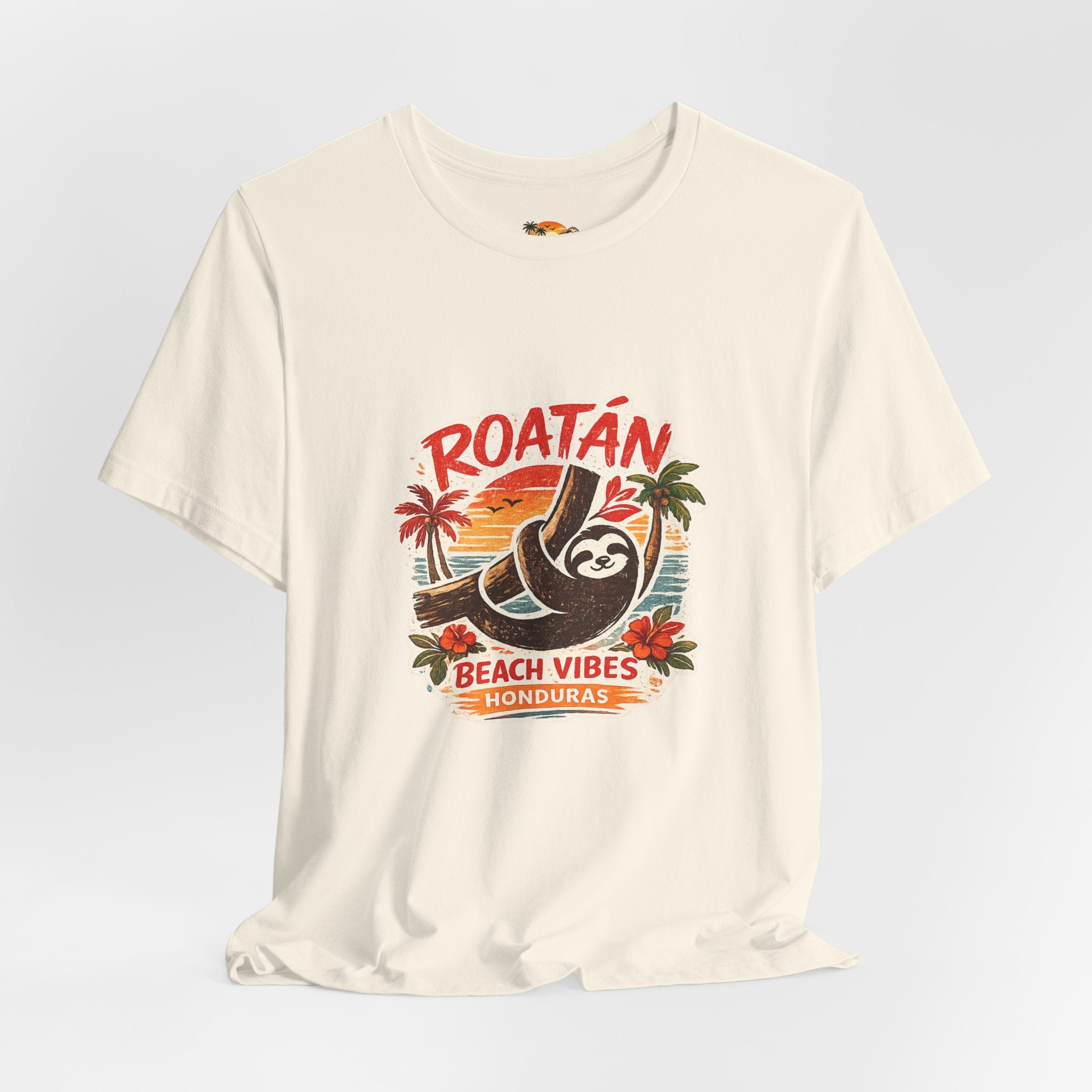 Roatán Beach Vibes Tee — Honduras Sloth Tropical Vacation T-Shirt