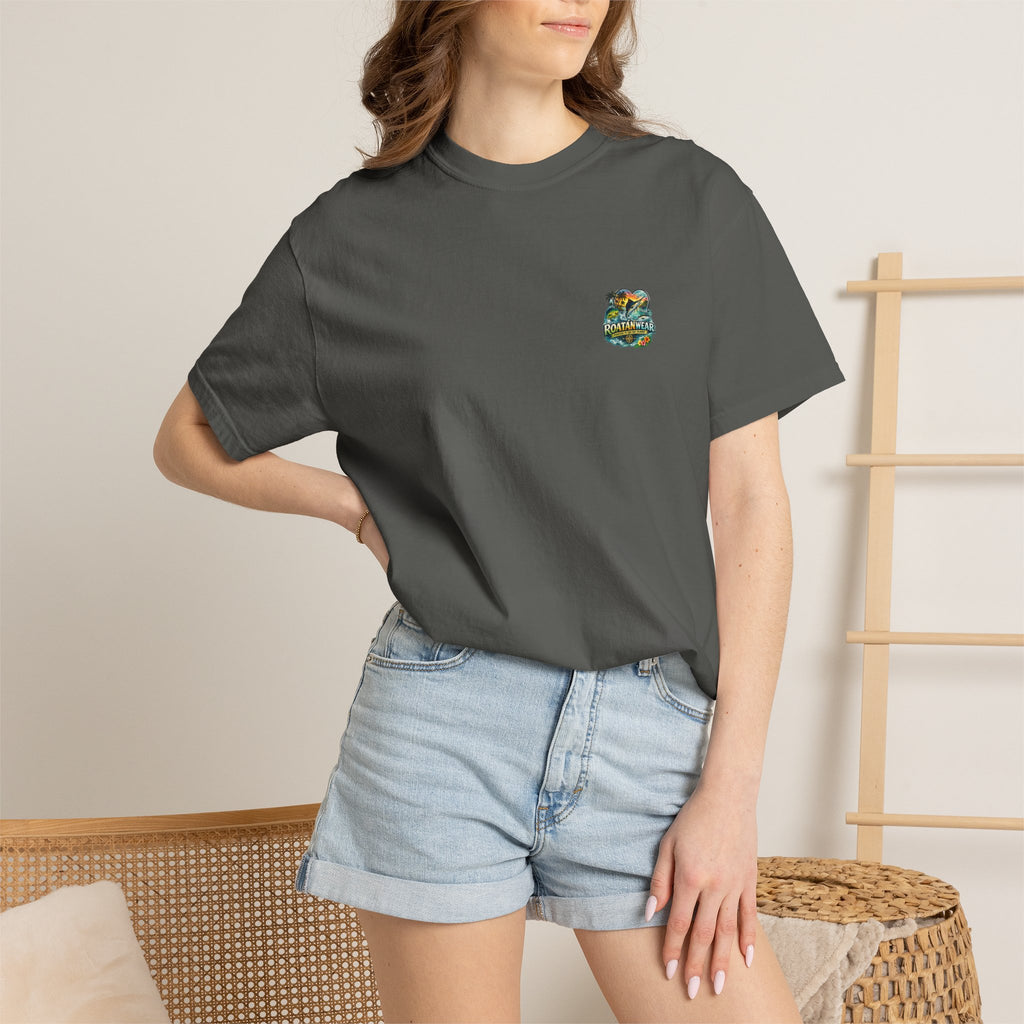 Roatan Beach T-Shirt — Tropical Dolphin Sunset Tee