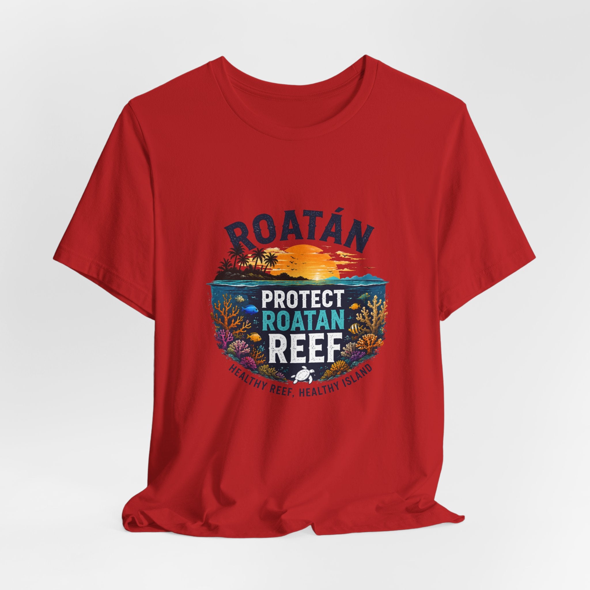 Roatán Protect Reef T-Shirt — Save the Coral, Tropical Island Tee