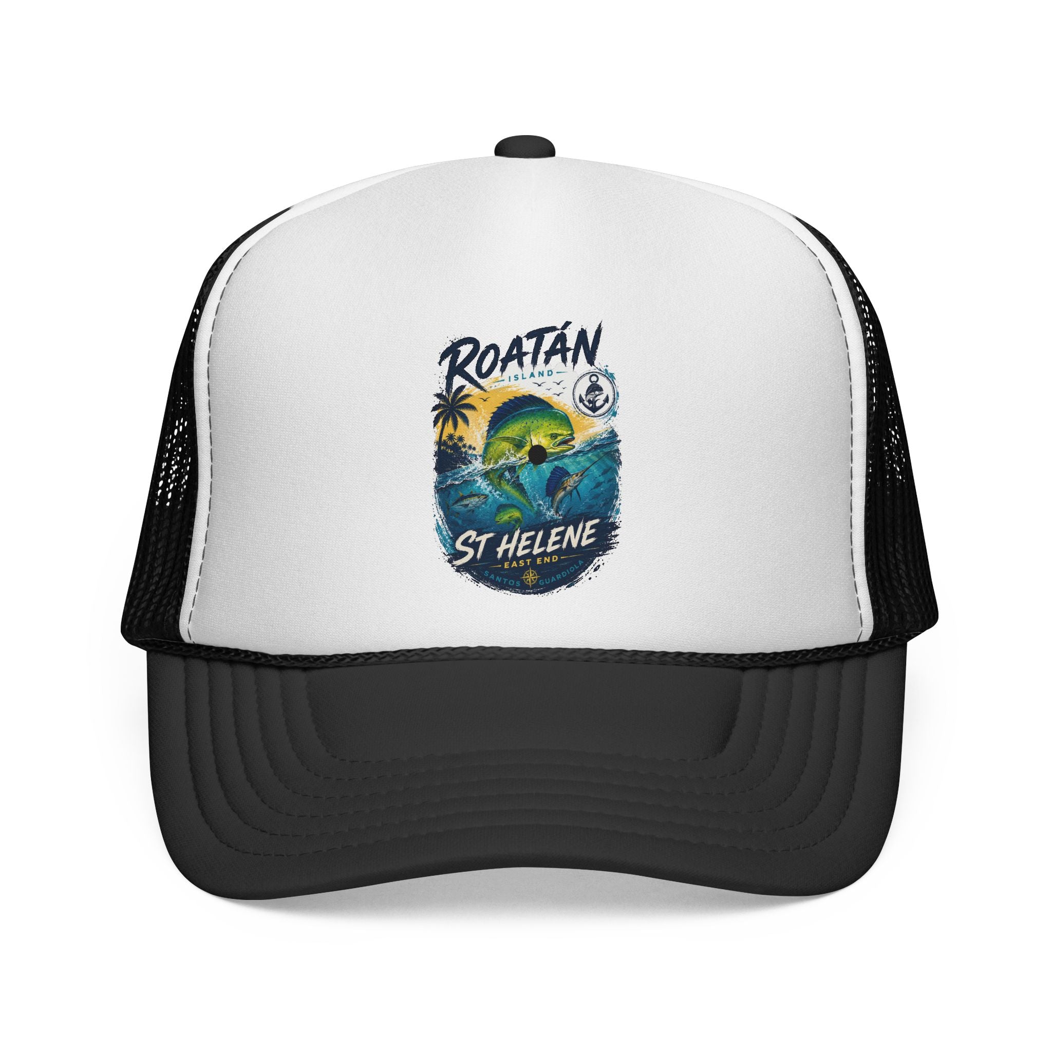 Roatan St. Helene Trucker Hat — Tropical Surf Mesh Cap