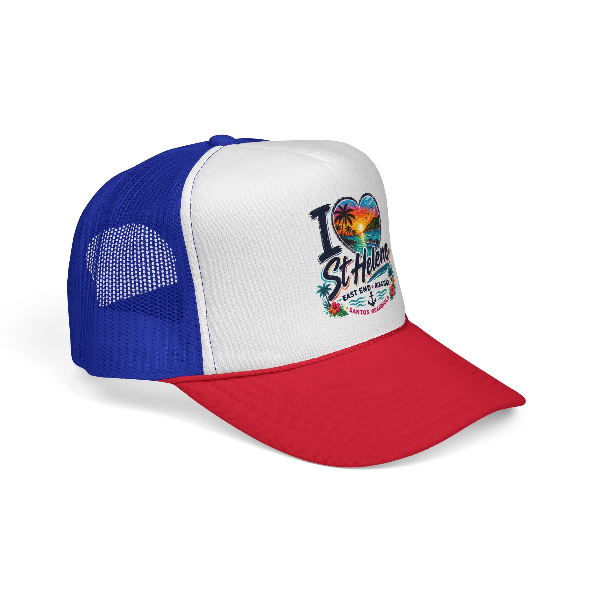 I Heart St. Helene Trucker Cap — Tropical Beach Sunset Hat