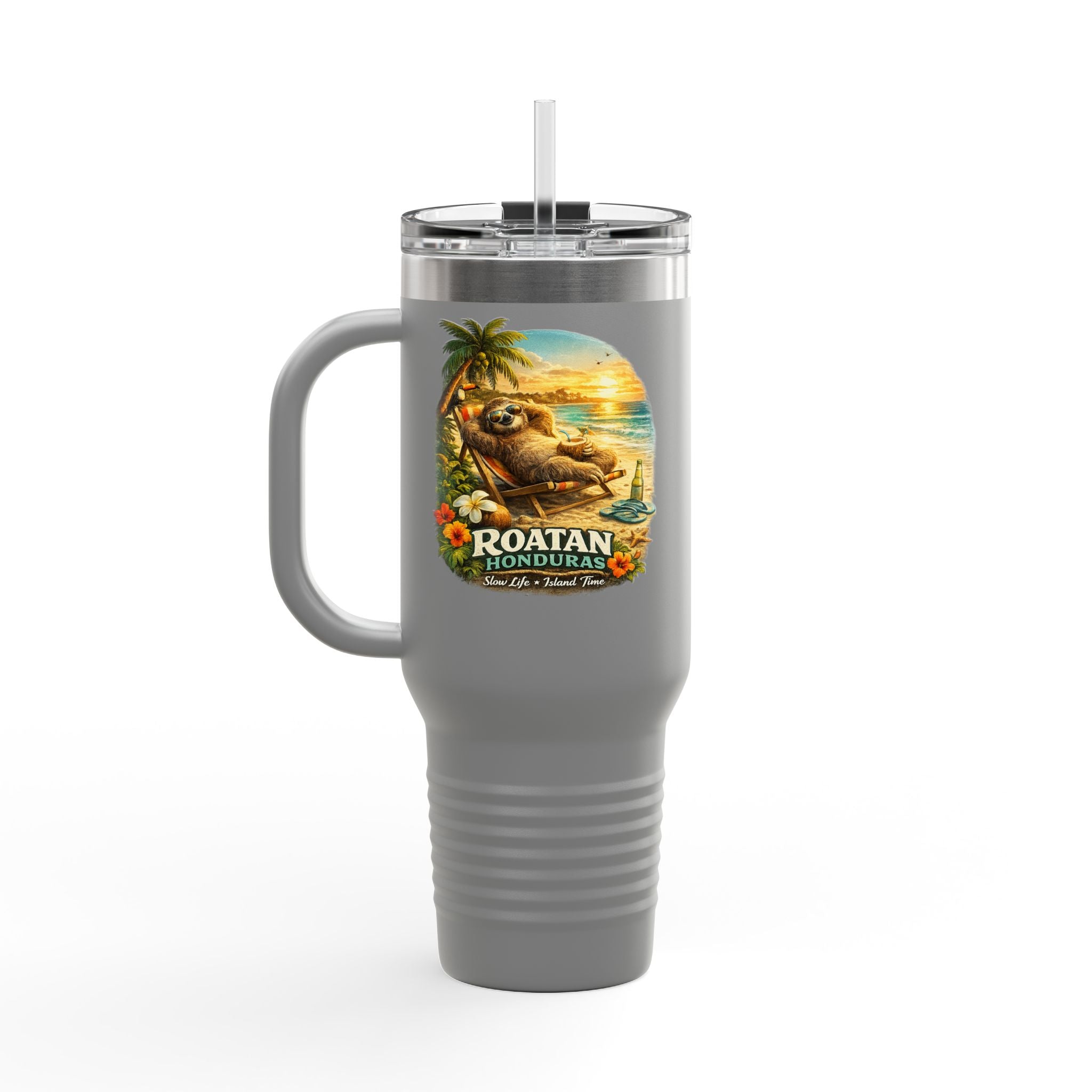 Roatan Honduras Tropical Sloth 40oz Insulated Travel Mug