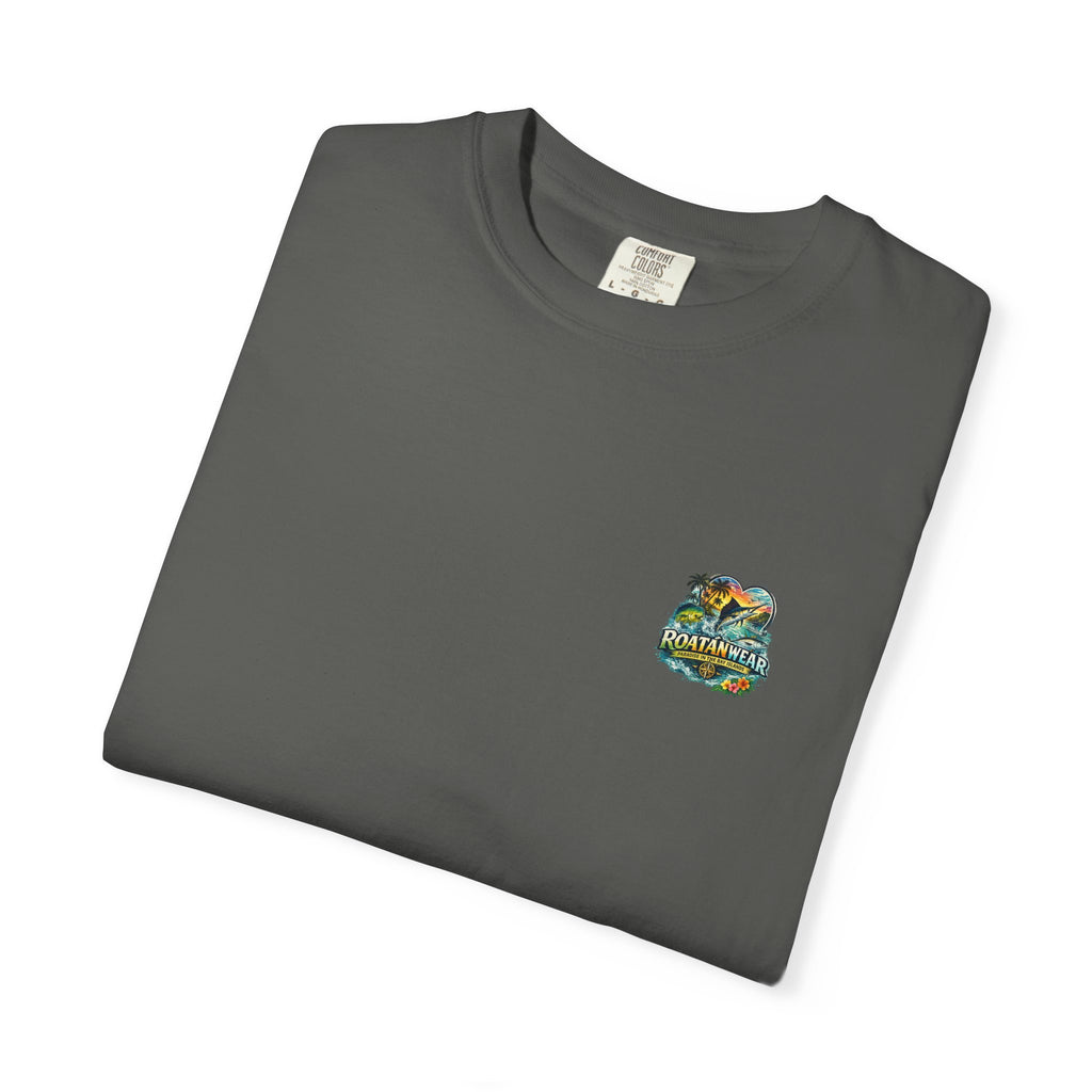 Roatan Beach T-Shirt — Tropical Dolphin Sunset Tee