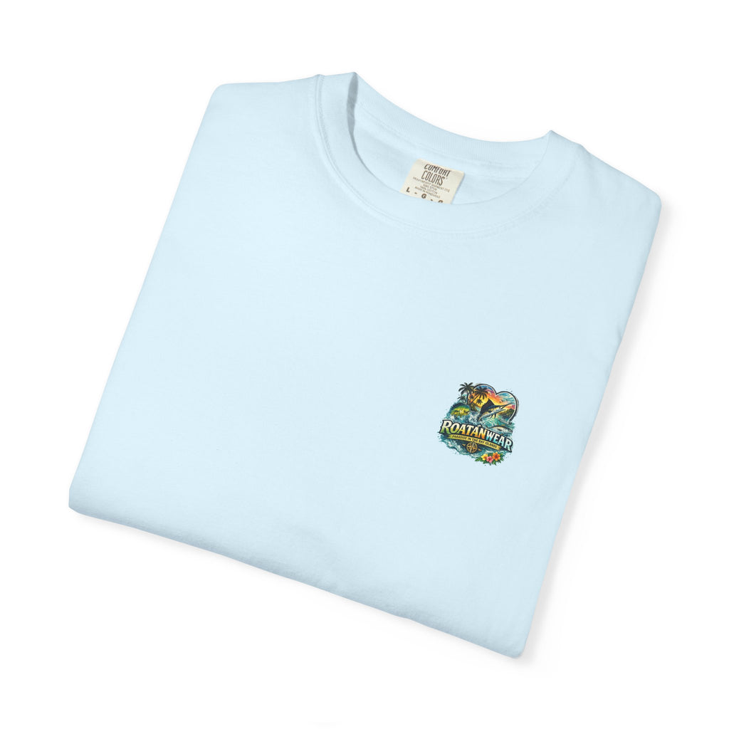 Roatan Beach T-Shirt — Tropical Dolphin Sunset Tee