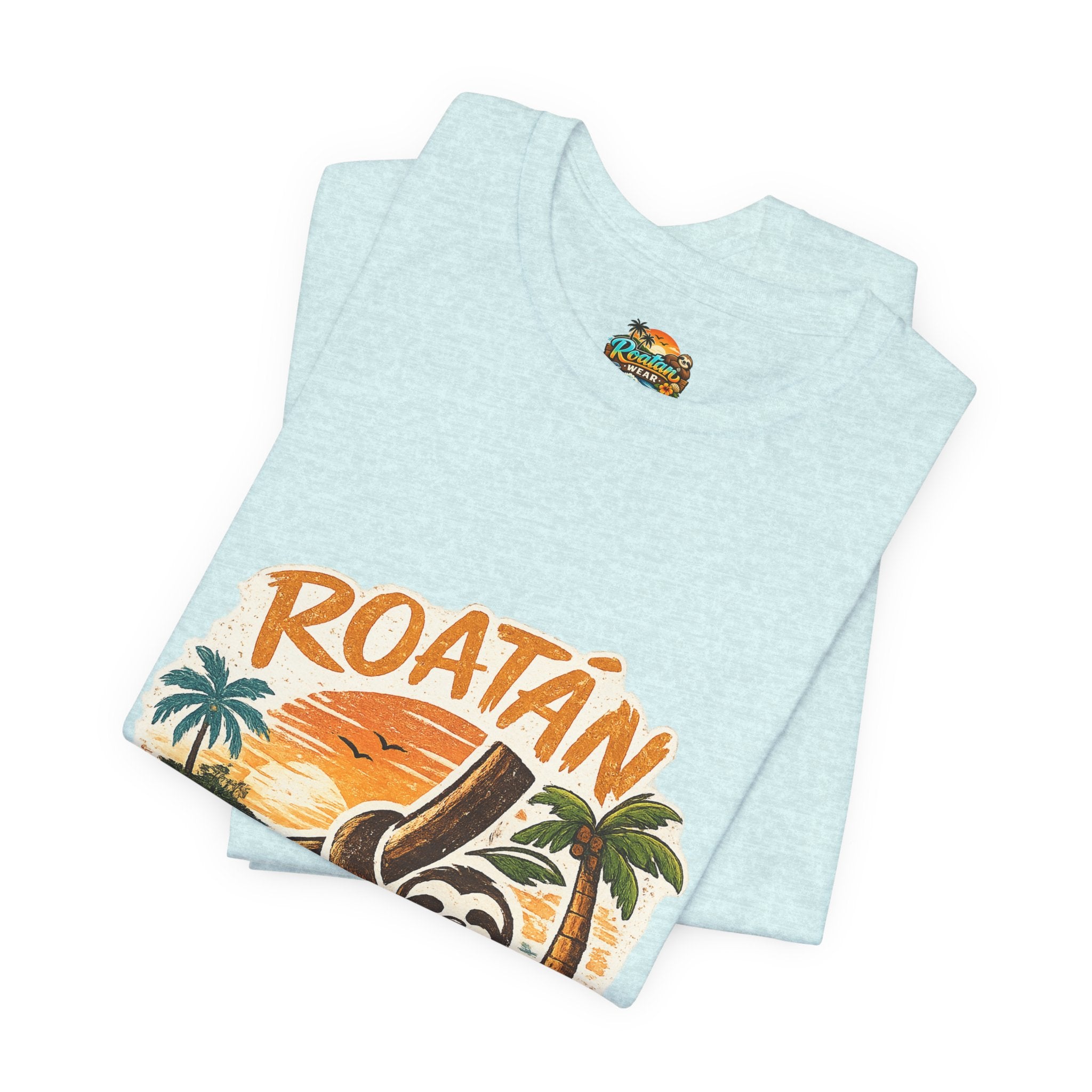 Roatán Island Escape T‑Shirt — Tropical Sloth Vacation Tee