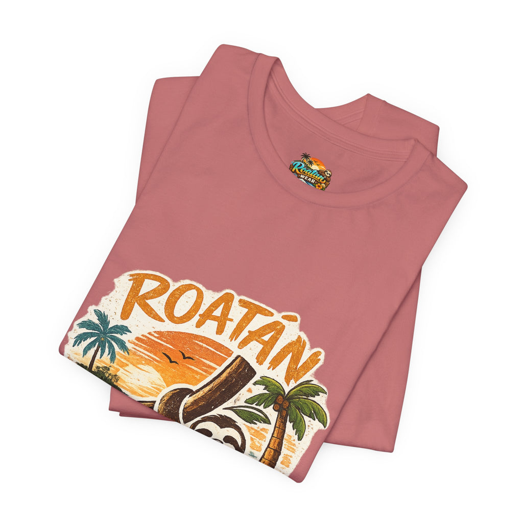 Roatán Island Escape T‑Shirt — Tropical Sloth Vacation Tee