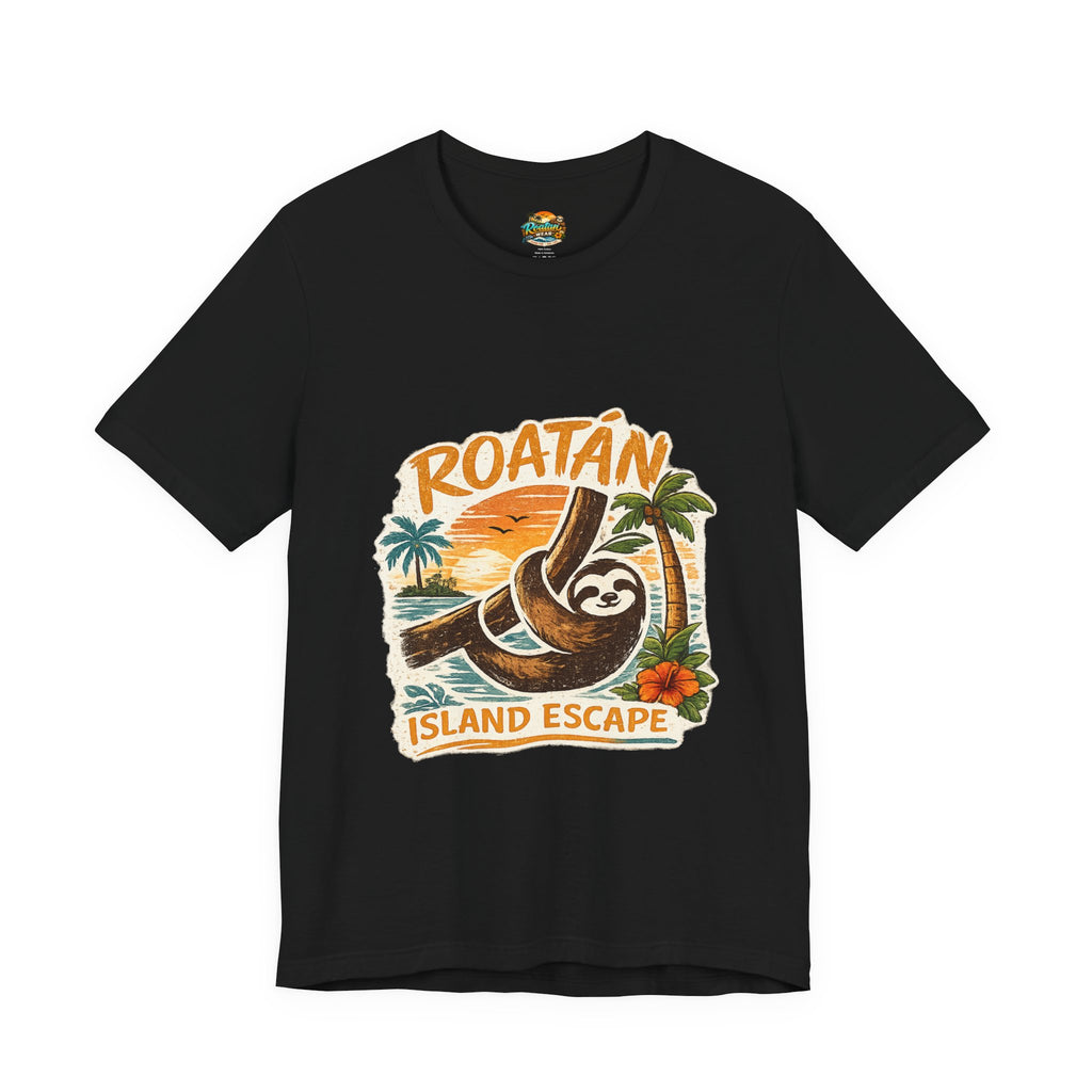 Roatán Island Escape T‑Shirt — Tropical Sloth Vacation Tee