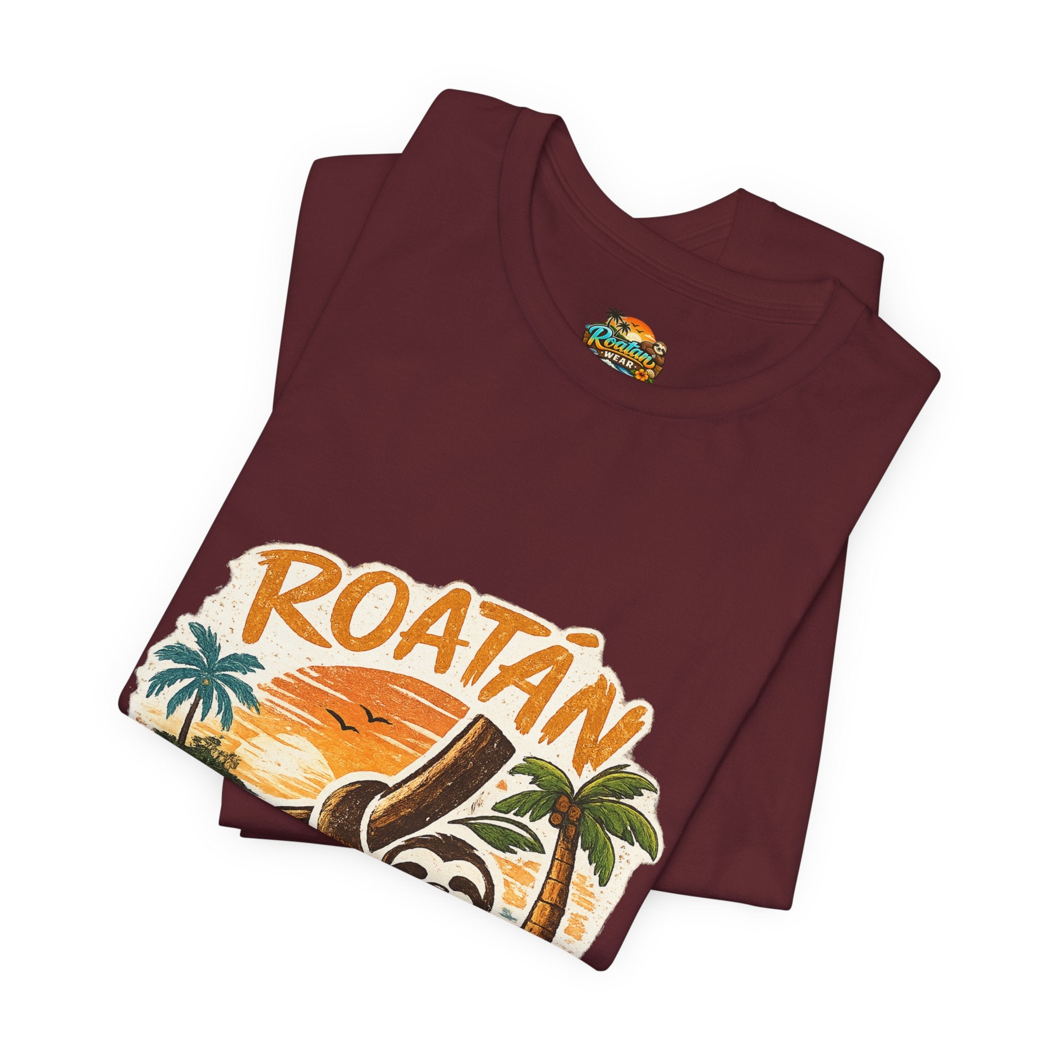 Roatán Island Escape T‑Shirt — Tropical Sloth Vacation Tee