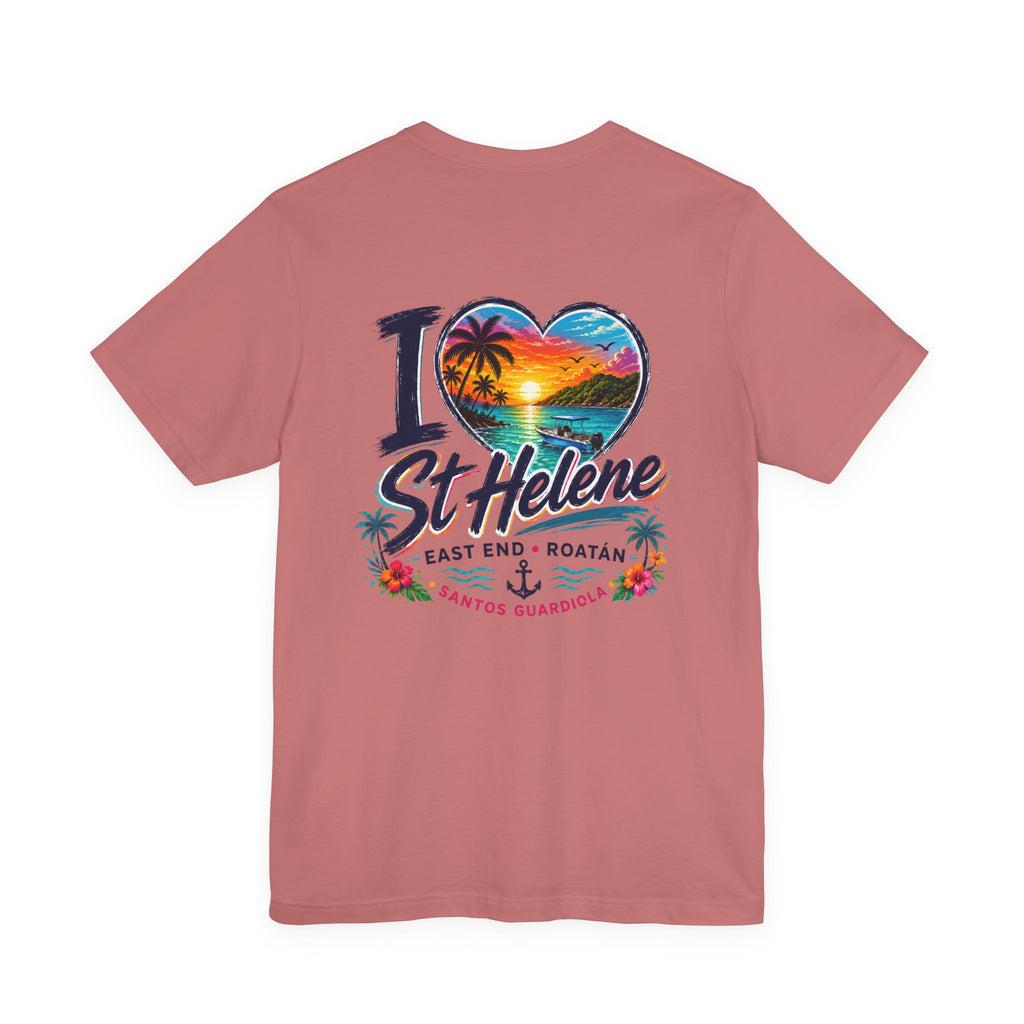 I  St Helene Sunset Beach T-Shirt — East End Roatán Vacation Tee