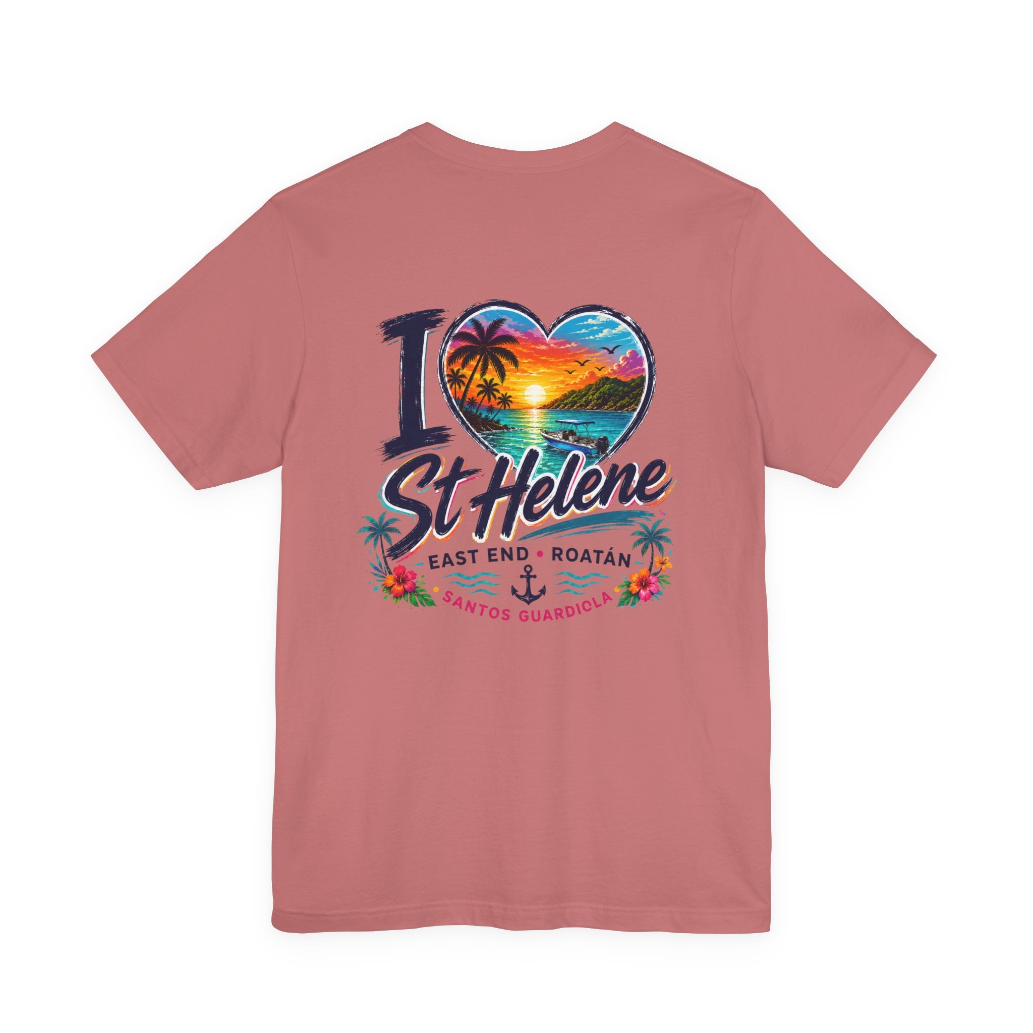 I  St Helene Sunset Beach T-Shirt — East End Roatán Vacation Tee
