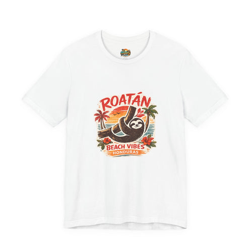 Roatán Beach Vibes Tee — Honduras Sloth Tropical Vacation T-Shirt