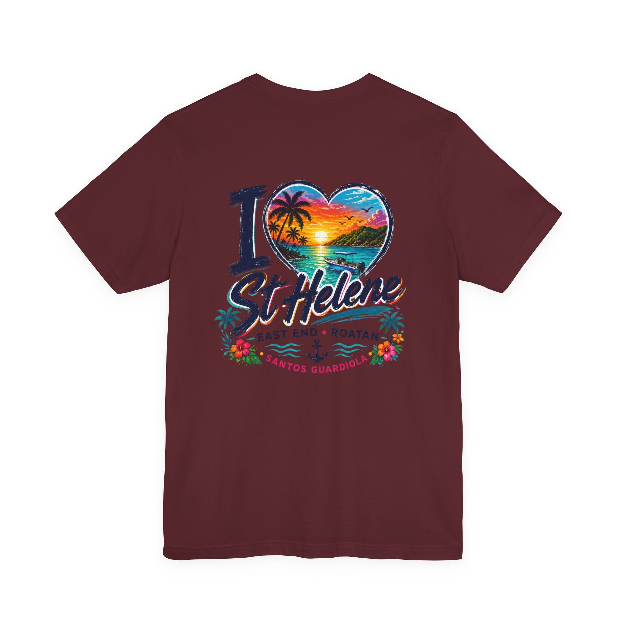I  St Helene Sunset Beach T-Shirt — East End Roatán Vacation Tee