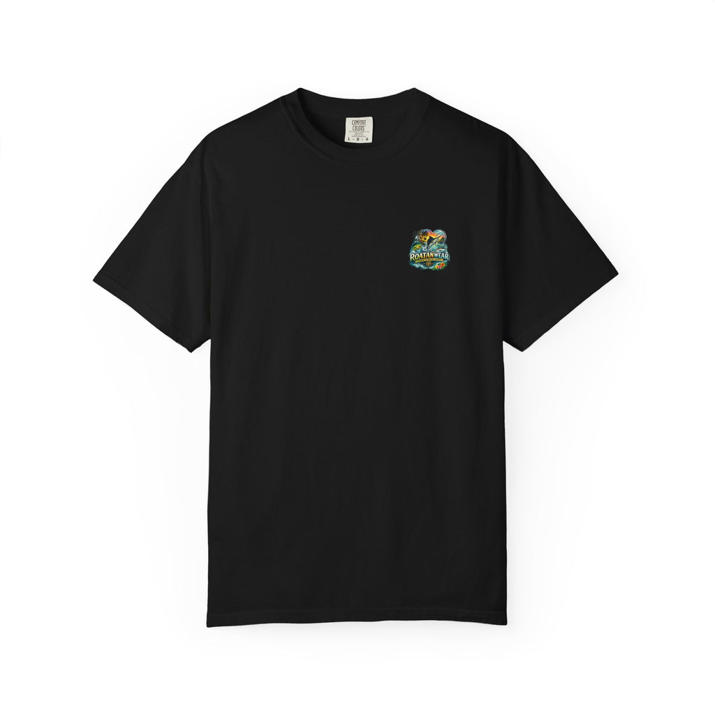 Roatan Beach T-Shirt — Tropical Dolphin Sunset Tee