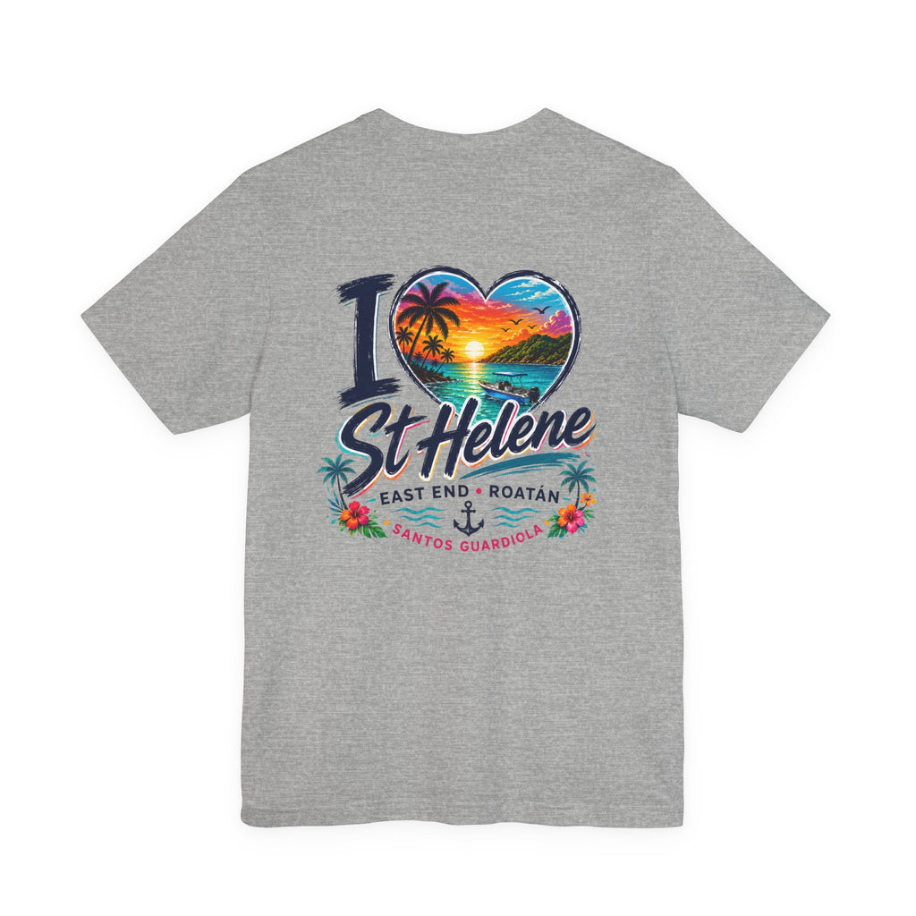 I  St Helene Sunset Beach T-Shirt — East End Roatán Vacation Tee