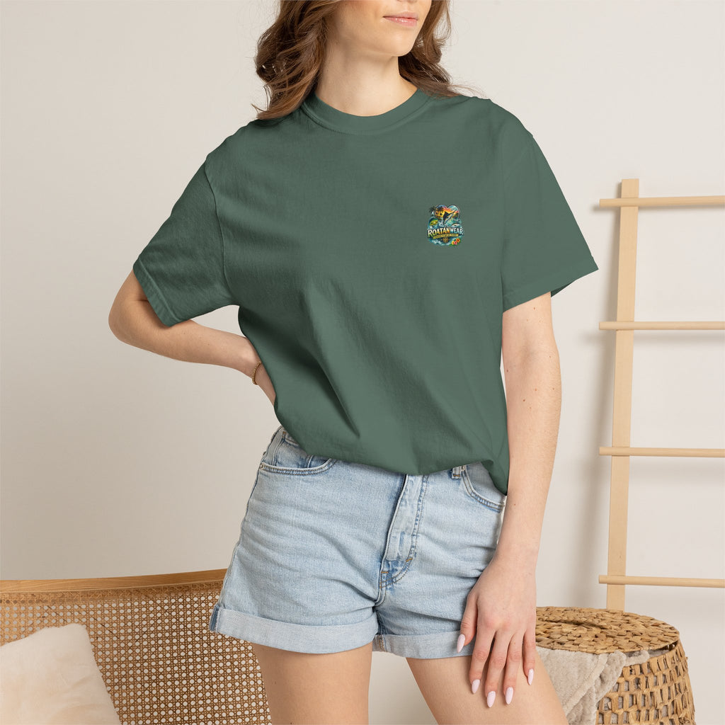 Roatan Beach T-Shirt — Tropical Dolphin Sunset Tee
