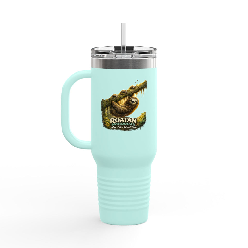 Roatán Sloth 40oz Insulated Travel Mug — Tropical Wildlife Coffee Tumbler