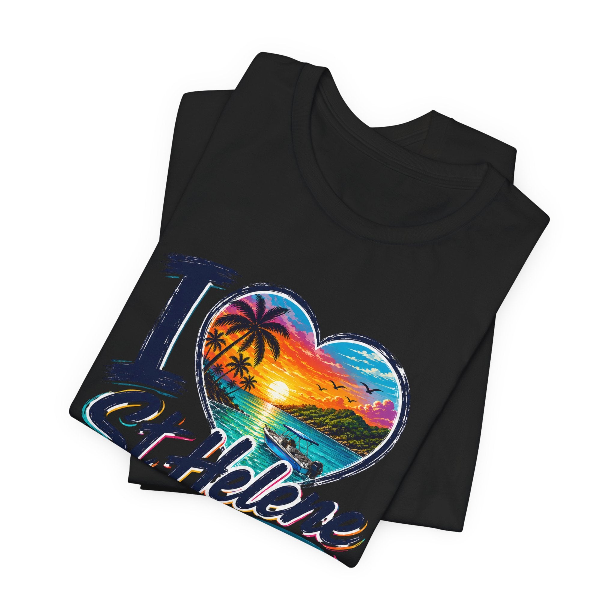 I  St Helene Sunset Beach T-Shirt — East End Roatán Vacation Tee