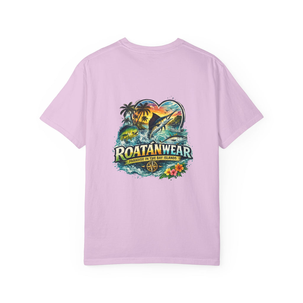 Roatan Beach T-Shirt — Tropical Dolphin Sunset Tee