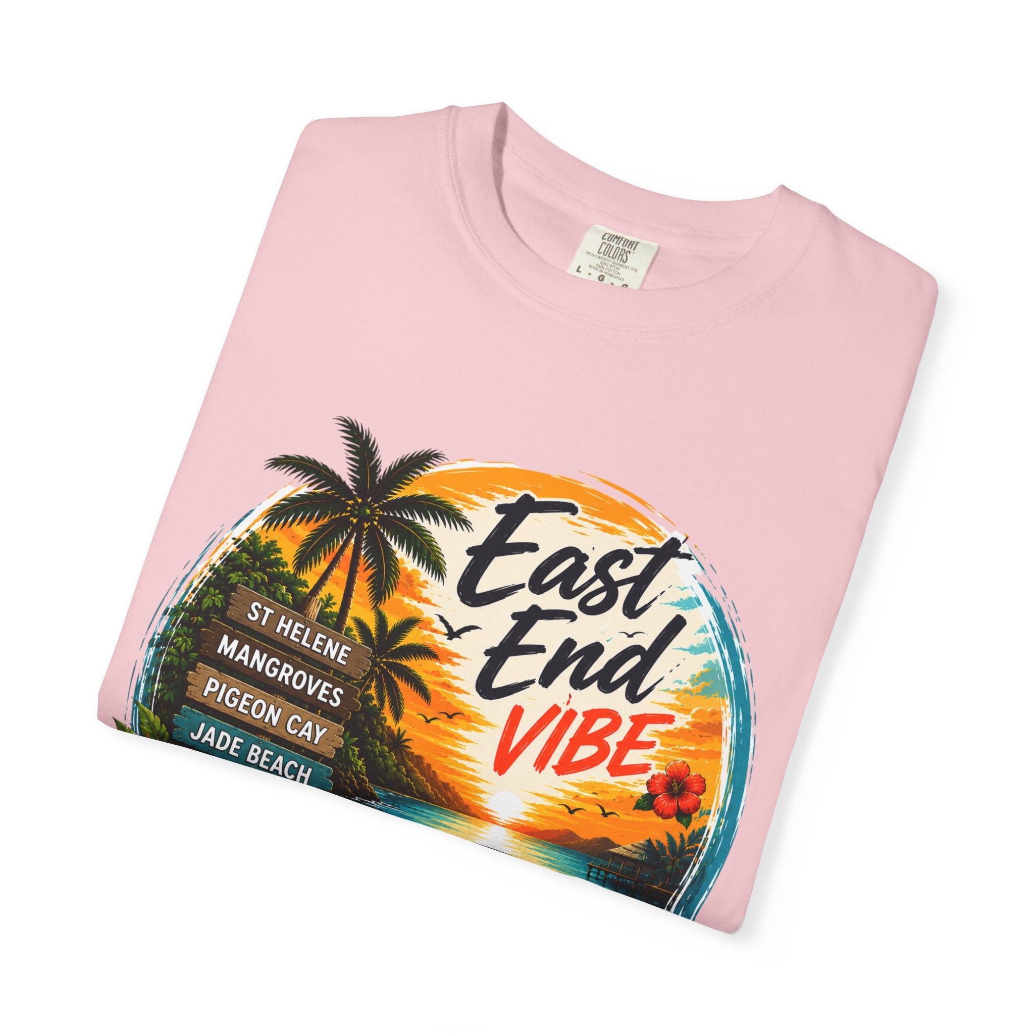 East End Vibe Beach T-Shirt — Tropical Palm Sunset Graphic Tee