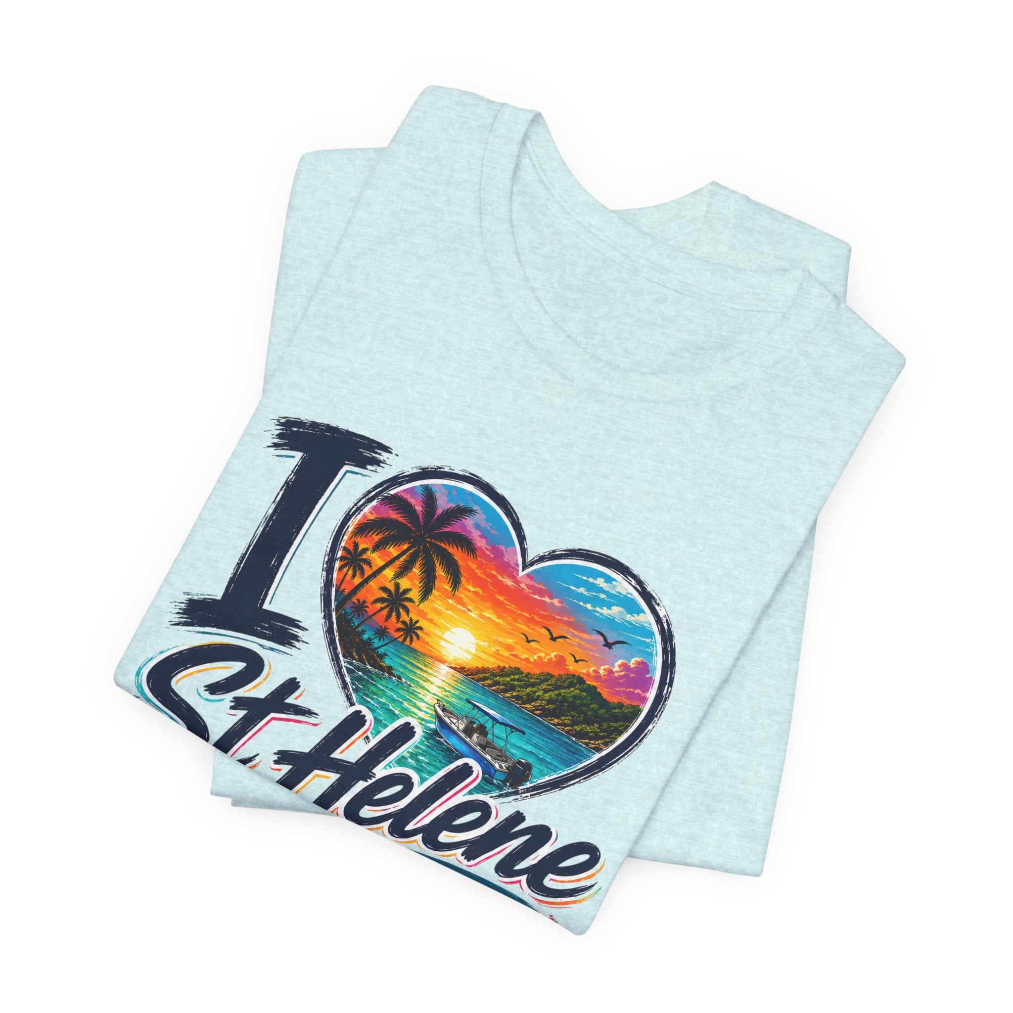 I  St Helene Sunset Beach T-Shirt — East End Roatán Vacation Tee