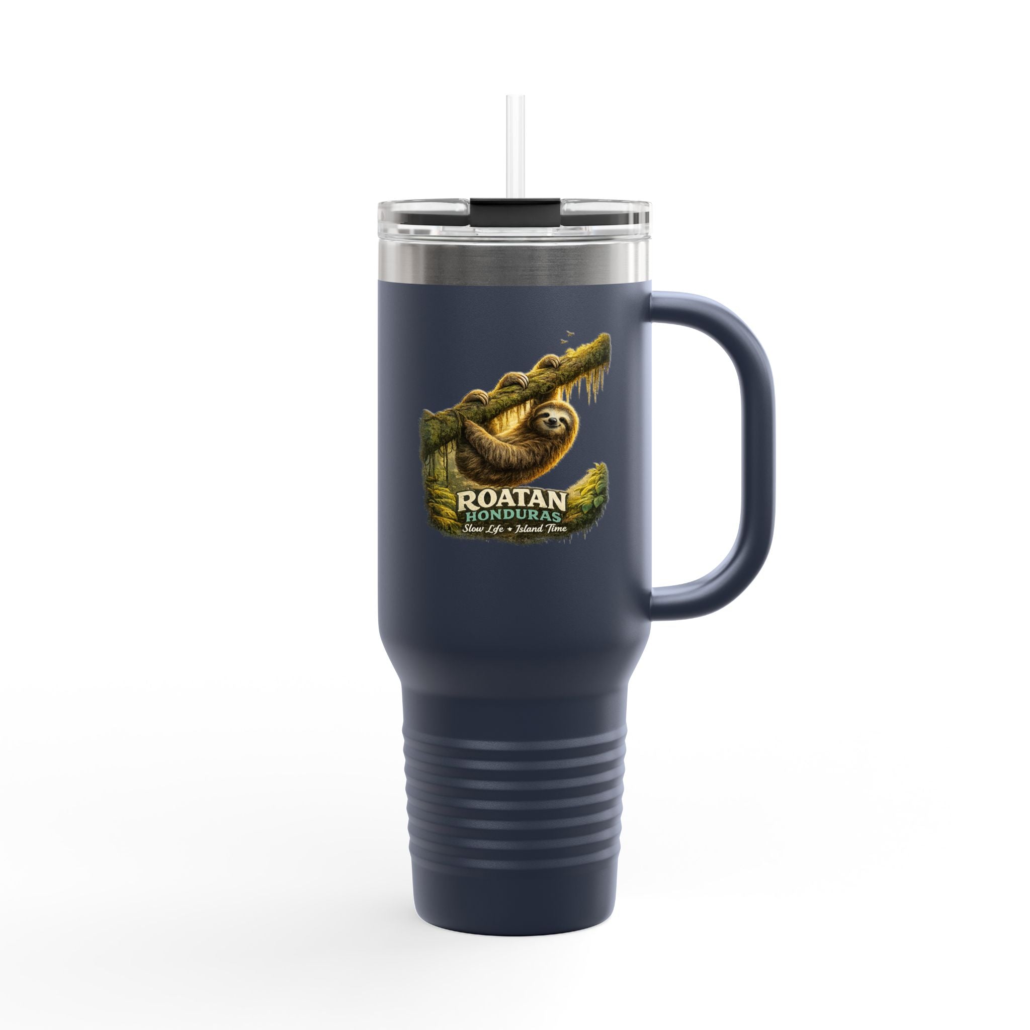 Roatán Sloth 40oz Insulated Travel Mug — Tropical Wildlife Coffee Tumbler