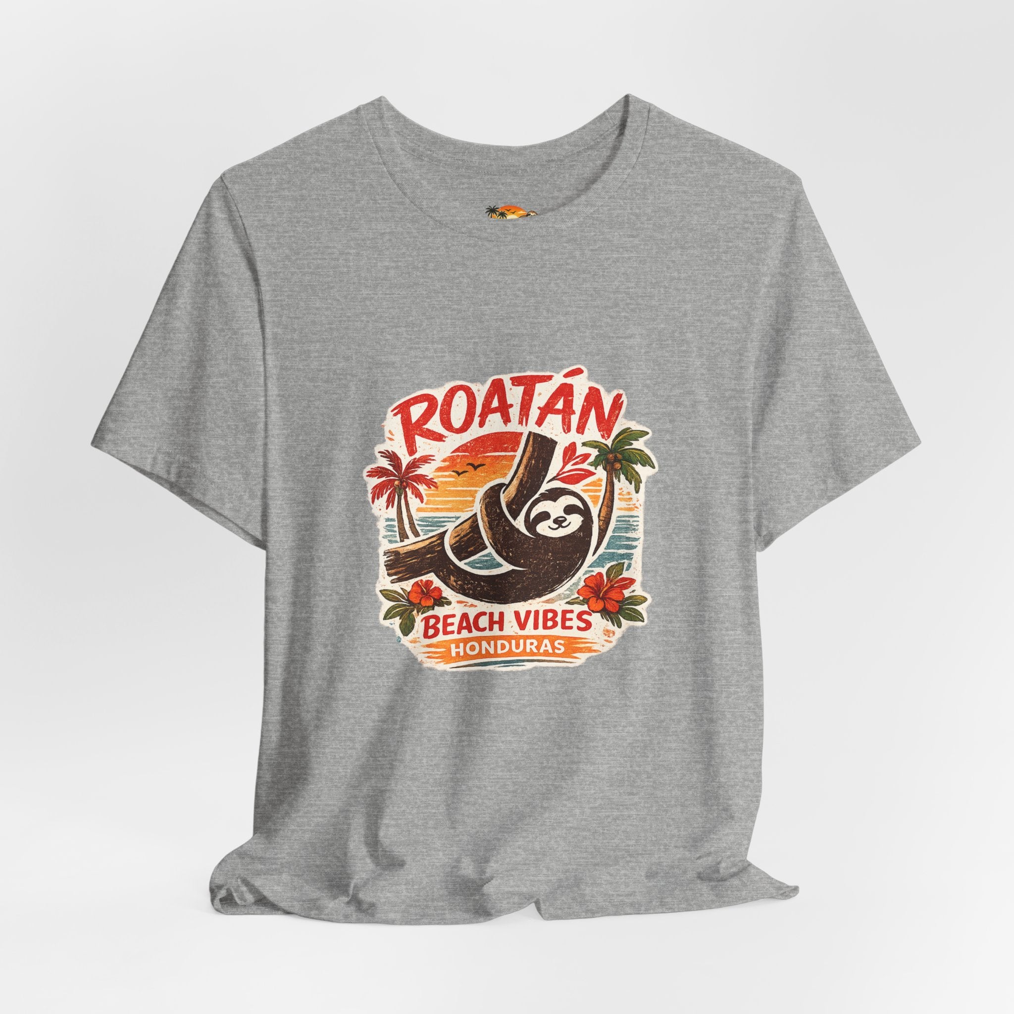 Roatán Beach Vibes Tee — Honduras Sloth Tropical Vacation T-Shirt