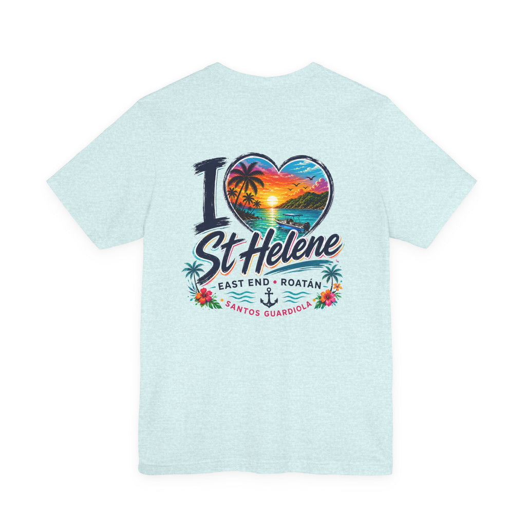 I  St Helene Sunset Beach T-Shirt — East End Roatán Vacation Tee