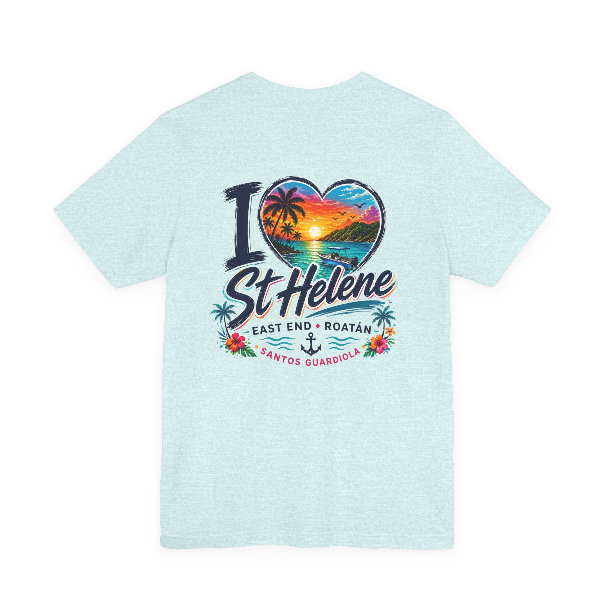 I  St Helene Sunset Beach T-Shirt — East End Roatán Vacation Tee