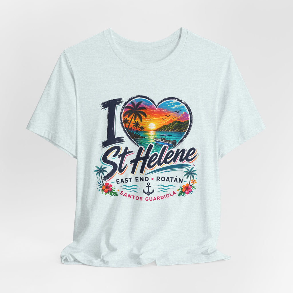I  St Helene Sunset Beach T-Shirt — East End Roatán Vacation Tee