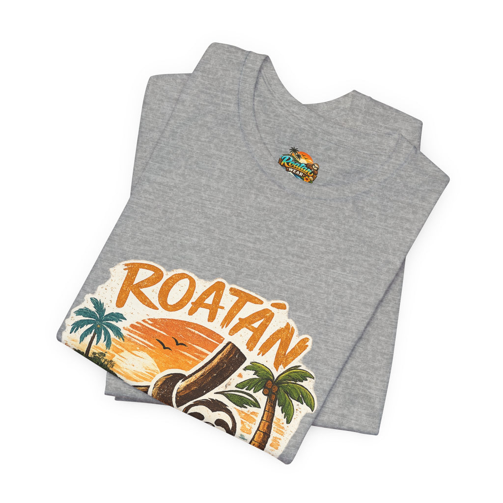 Roatán Island Escape T‑Shirt — Tropical Sloth Vacation Tee