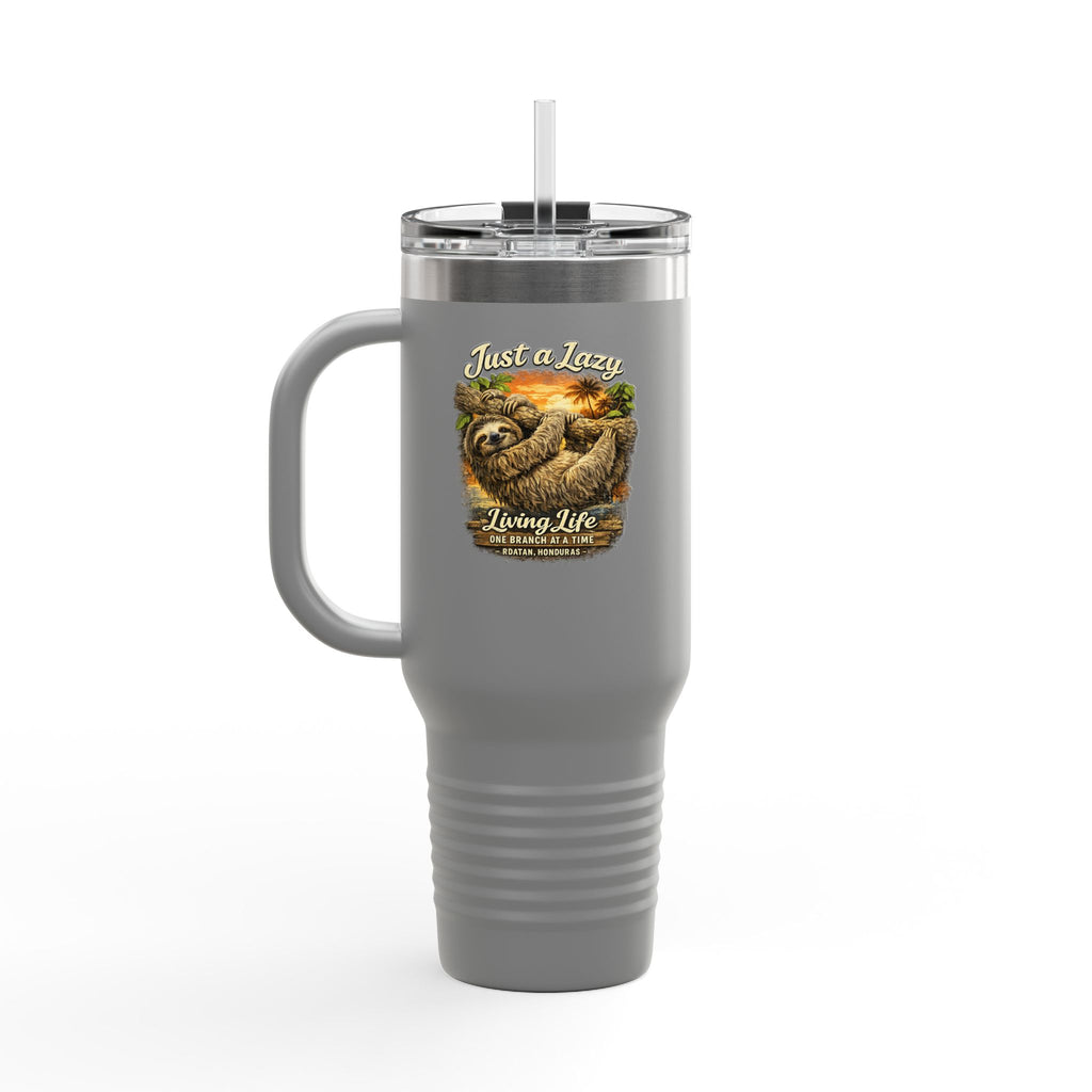 40oz Insulated Travel Mug — 'Just a Sloth Living Life' Cute Sloth Coffee Tumbler