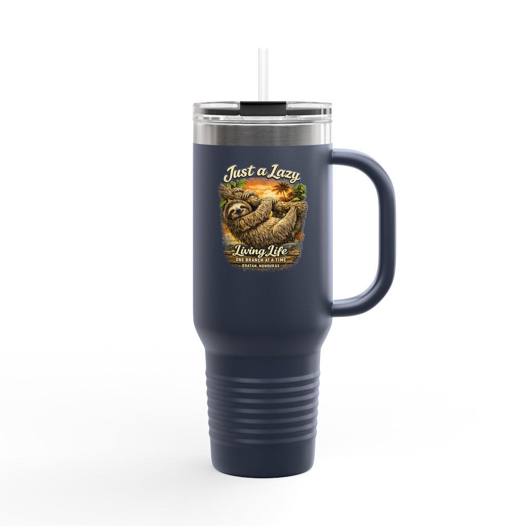 40oz Insulated Travel Mug — 'Just a Sloth Living Life' Cute Sloth Coffee Tumbler